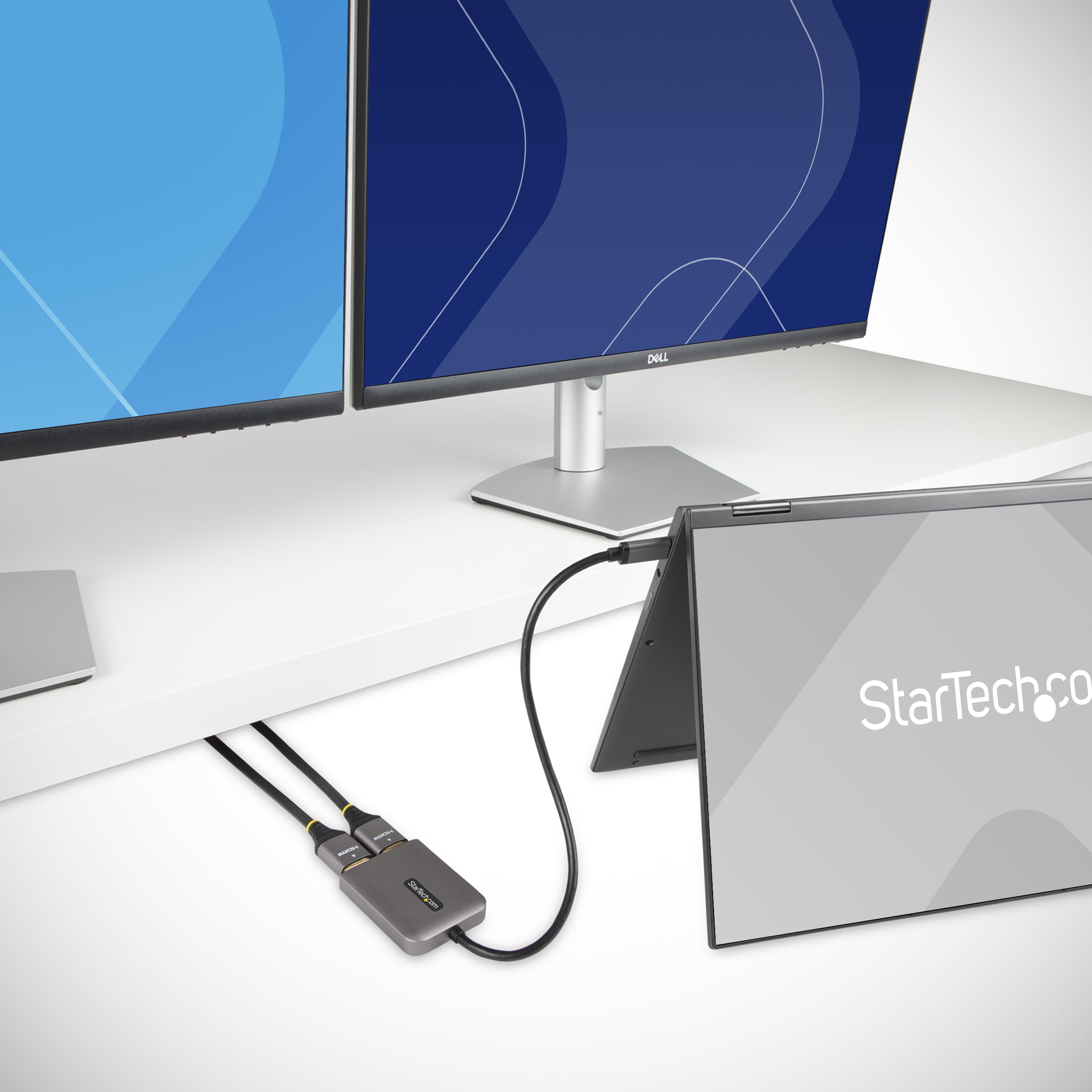 USB-C till Dual HDMI MST HUB - Dual HDMI 4K 60 Hz - USB Typ C-multibildskärmsadapter för bärbar dator med 30 cm kabel - DP 1