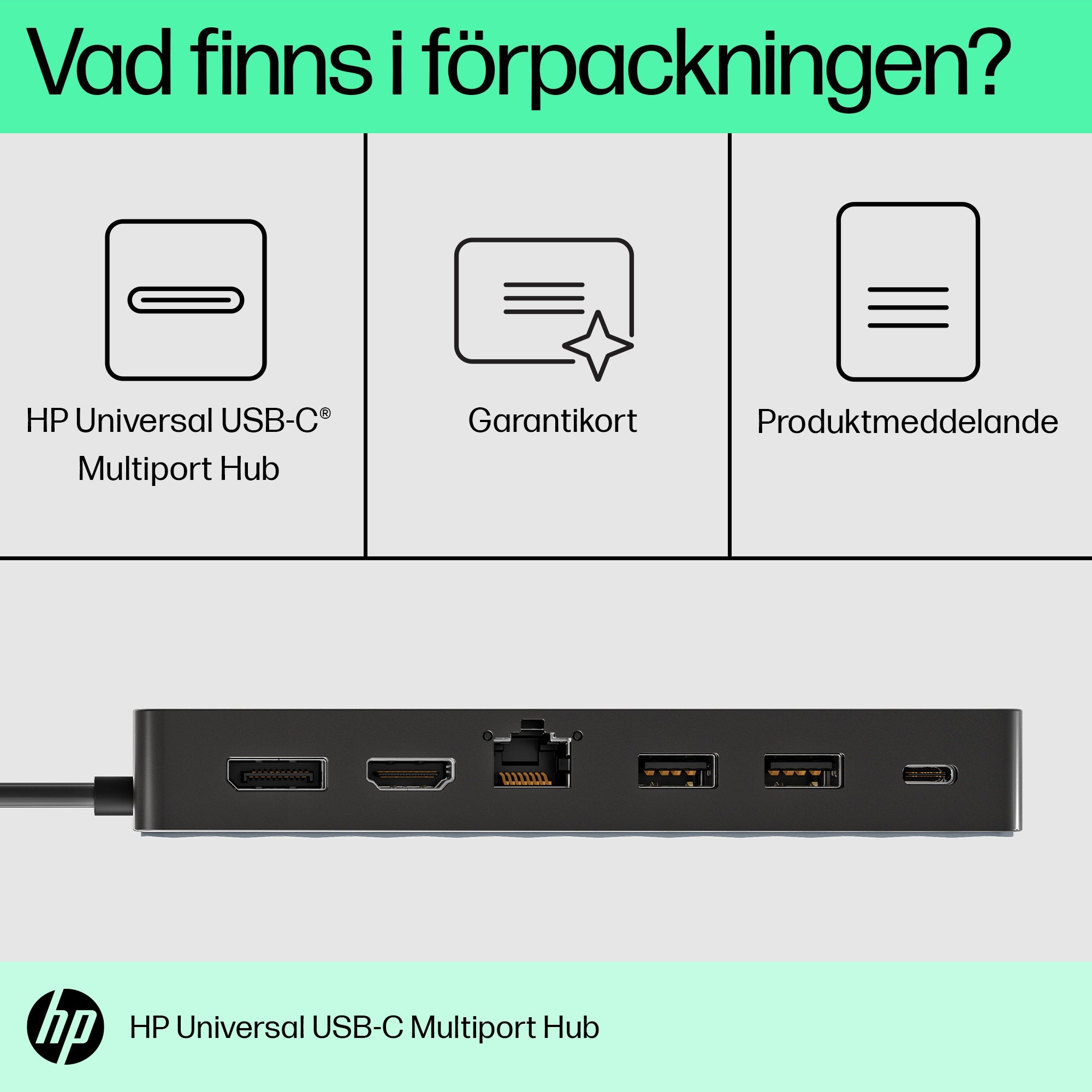www.electricalstuff.se ElectricalStuff.se HP Universal USB-C Multiport Hub HP 50H98AA#ABB 0196188637197|196188637197 Dockn