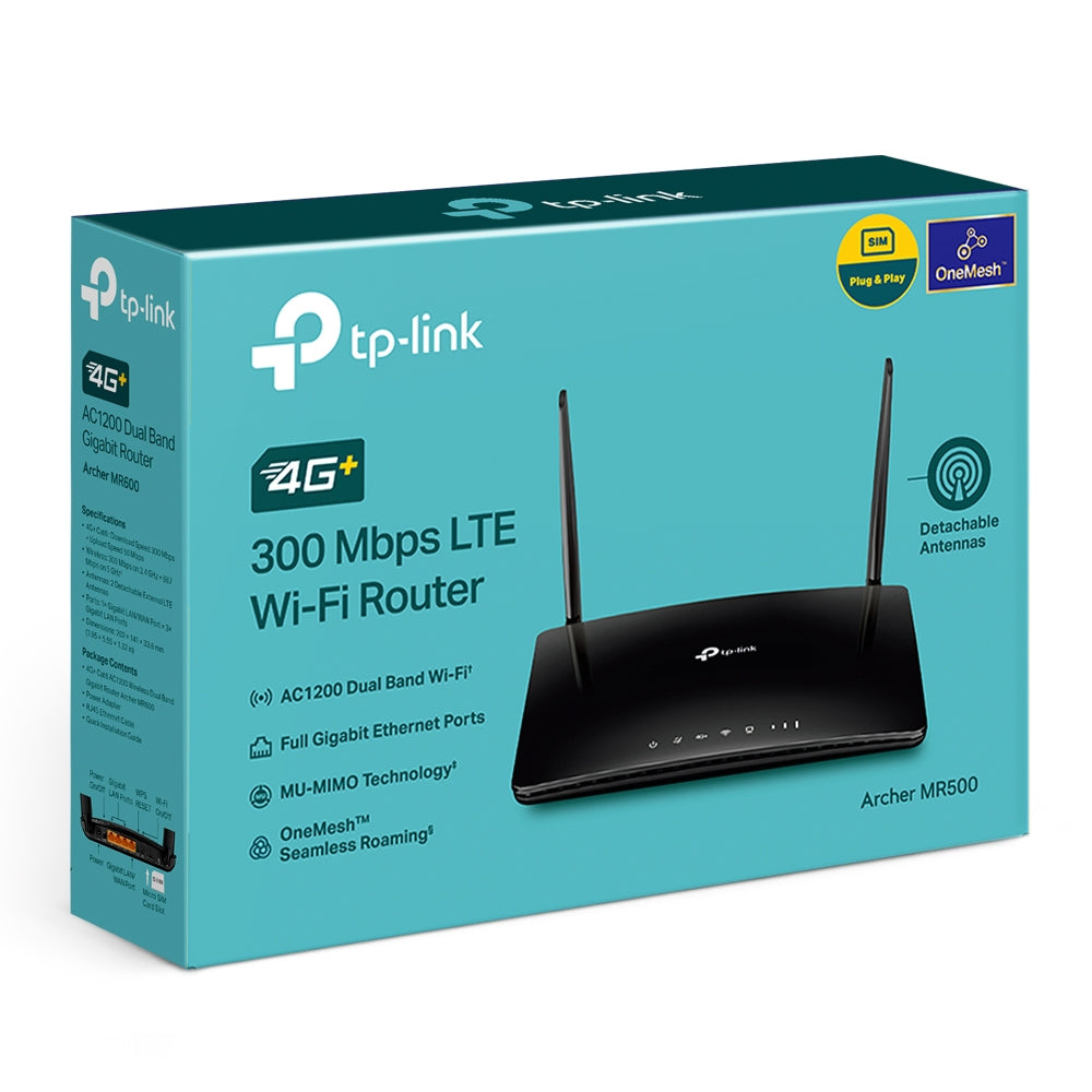rcher MR500 trådlös router Gigabit Ethernet Dual-band (2,4 GHz / 5 GHz) 4G Svart TP-Link ARCHER MR500 4897098682852|48970986