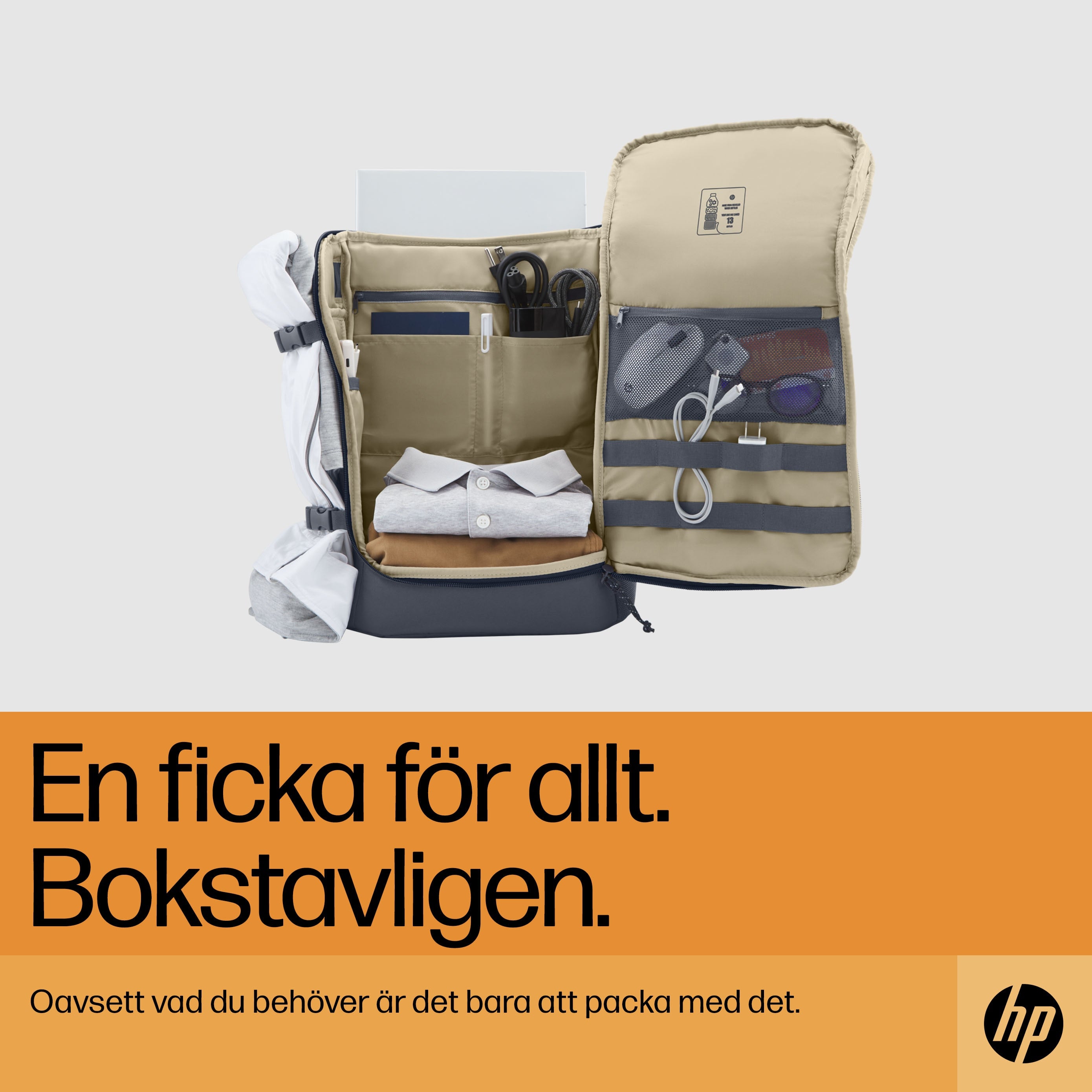 se HP Travel 25 liter blå ryggsäck för 15,6 tum bärbar dator HP 6B8U5AA 0196548661084|196548661084 Ryggsäckar Travel 25