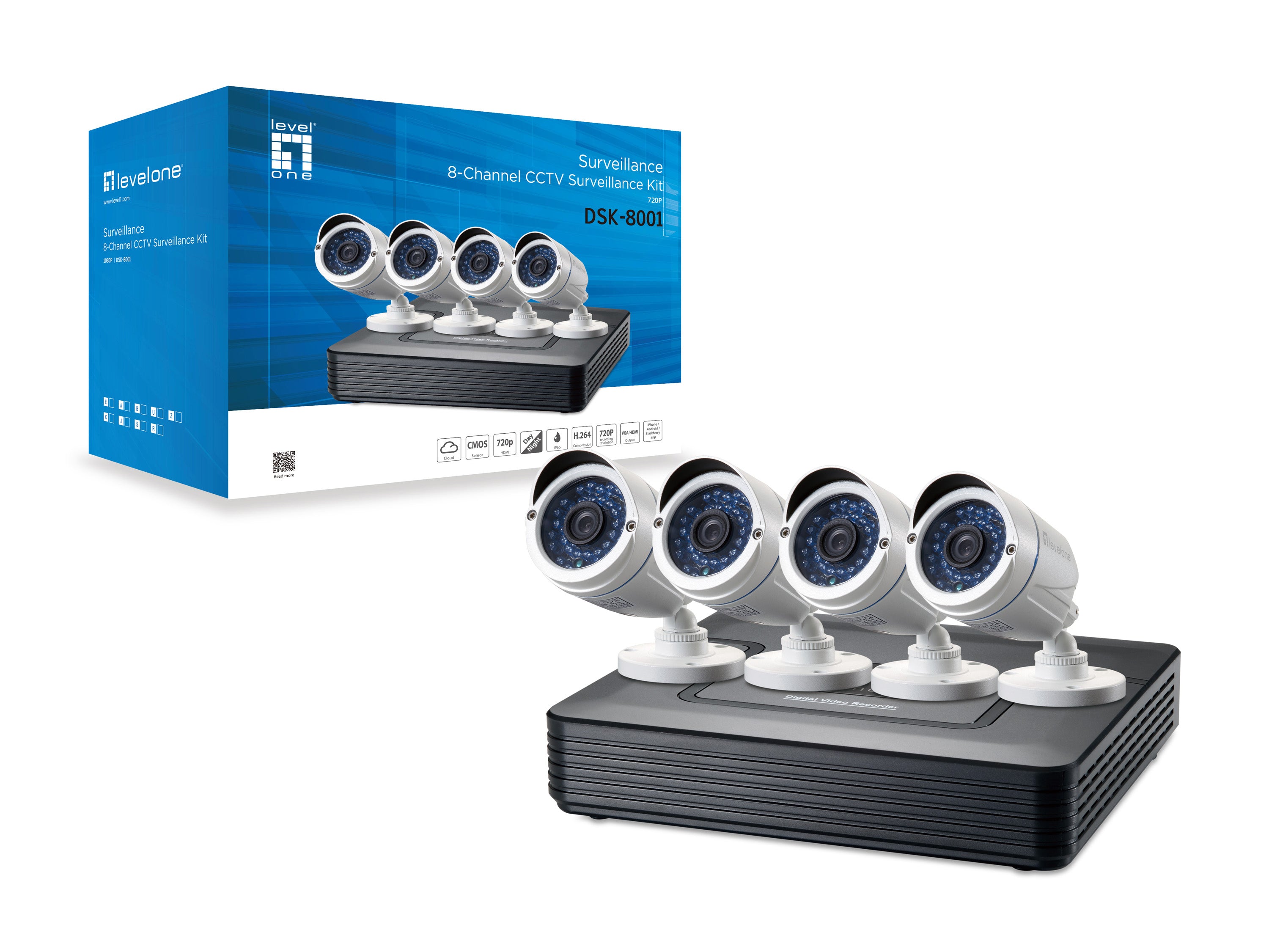 rvakningskit Kabel 8 kanaler LevelOne DSK-8001 4015867226292|4015867208335 Videoövervakningskit DSK-8001 www.electricalstu