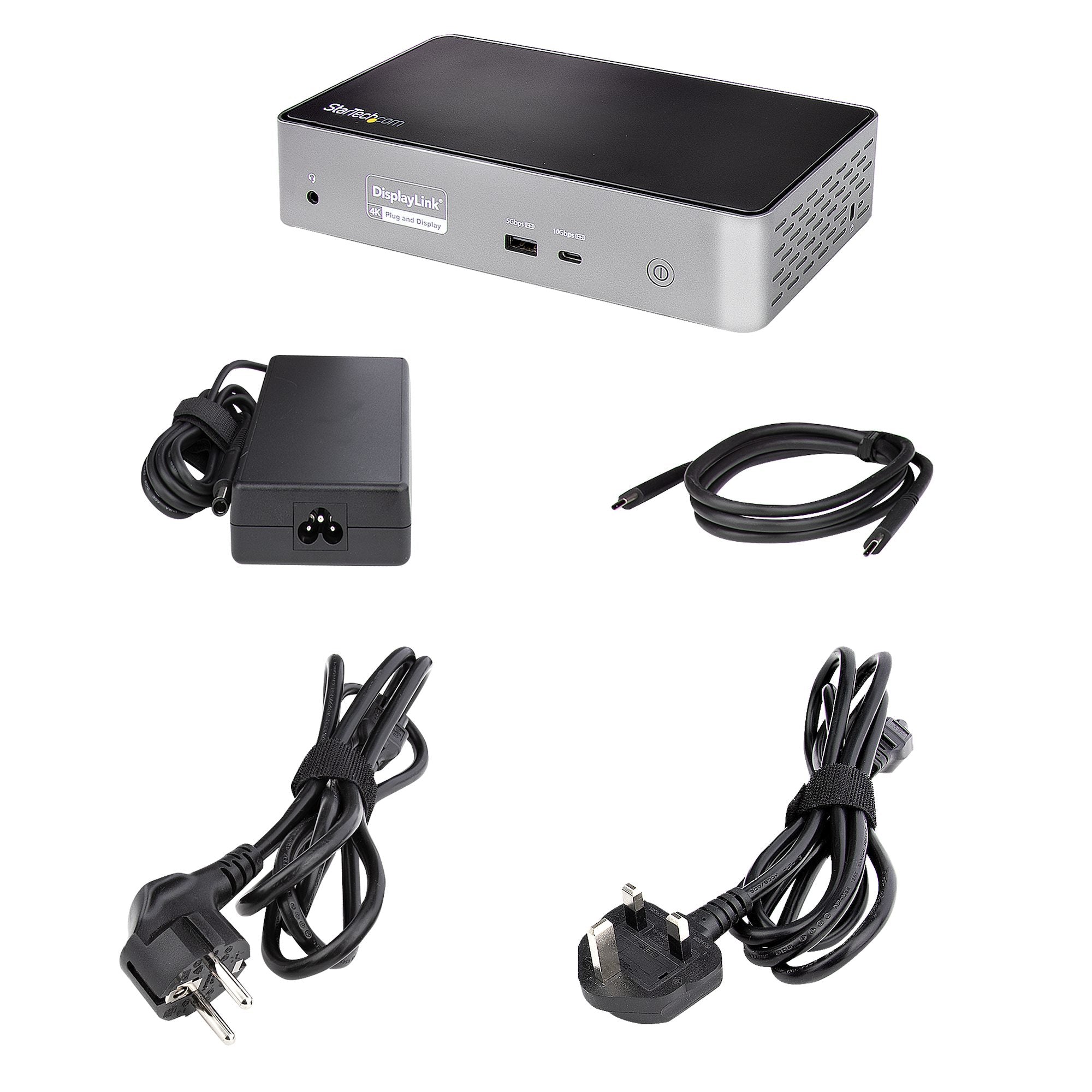 a DisplayPort- och HDMI-bildskärmar i 4K 60 Hz - Universal USB-C Dockningsstation med 100W strömförsörjning - USB-hubb med 1
