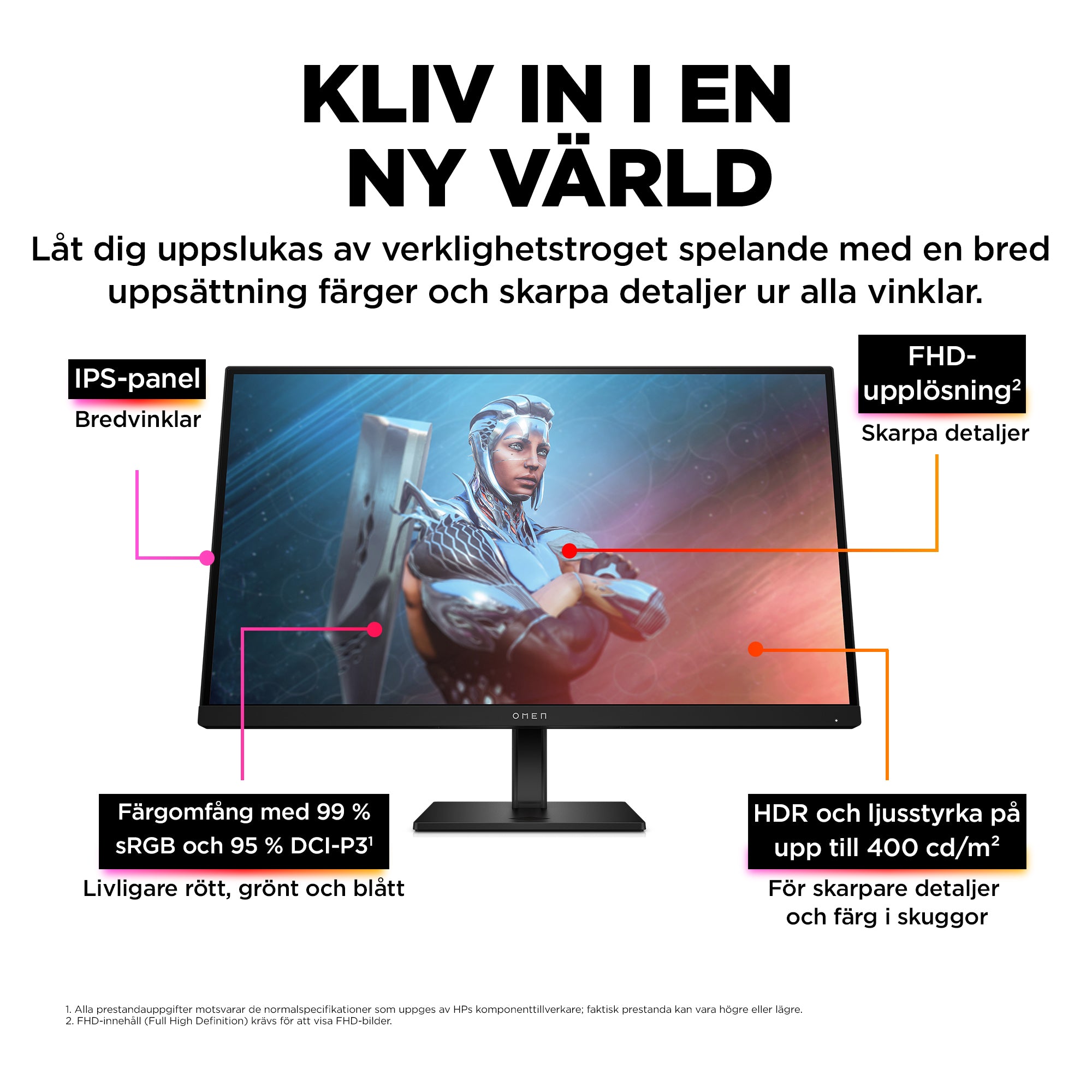 -Skärmar OMEN by HP OMEN 27 tum FHD 165 Hz Gaming-skärm – OMEN 27 www.electricalstuff.se ElectricalStuff.se OMEN by HP OM