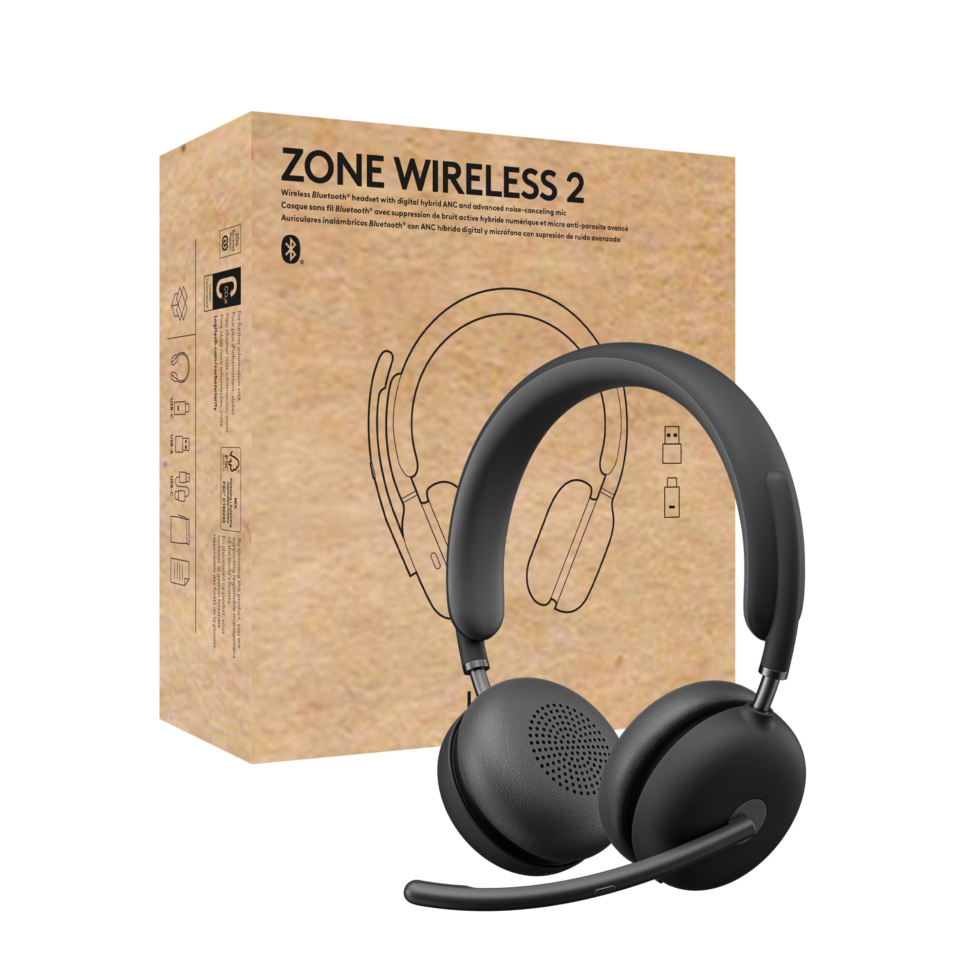 www.electricalstuff.se ElectricalStuff.se Logitech Zone Wireless 2 Headset Kabel & Trådlös Huvudband Kontor/callcenter USB