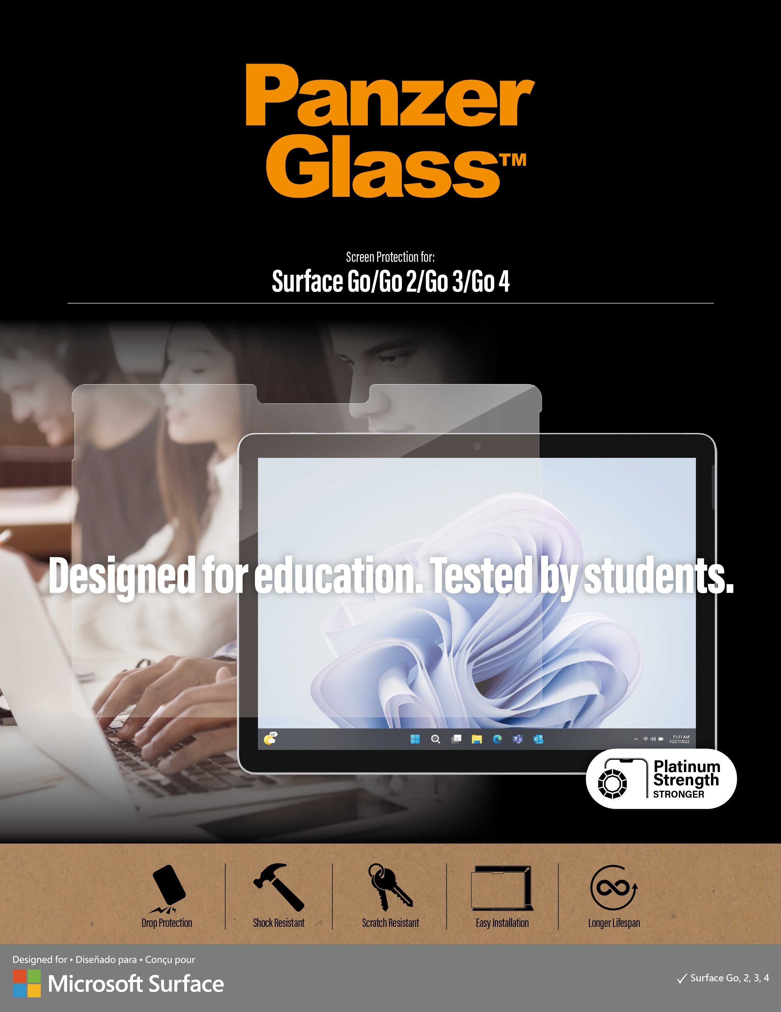 tuff.se PanzerGlass 6255 skärmskydd för surfplatta Genomskinligt skärmskydd Microsoft 1 styck PanzerGlass 6255 57117240625