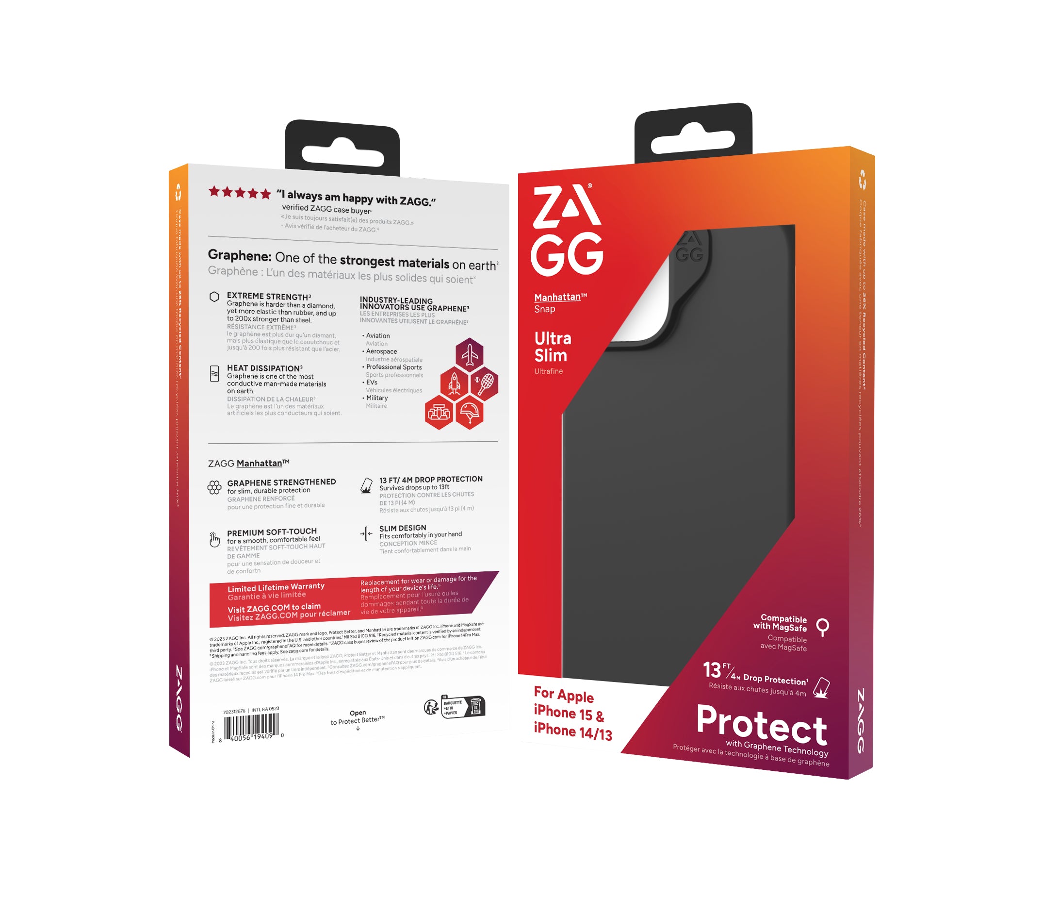 ElectricalStuff.se ZAGG Cases Manhattan Snap Apple iPhone 15/iPhone 14/13 Black EN/FR ZAGG 702312676 0840056194090|8400561