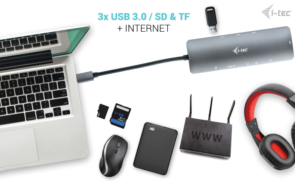 Stuff.se i-tec Metal C31NANODOCKLANPD dockningsstationer för bärbara datorer Kabel USB 3.2 Gen 1 (3.1 Gen 1) Type-C Silver