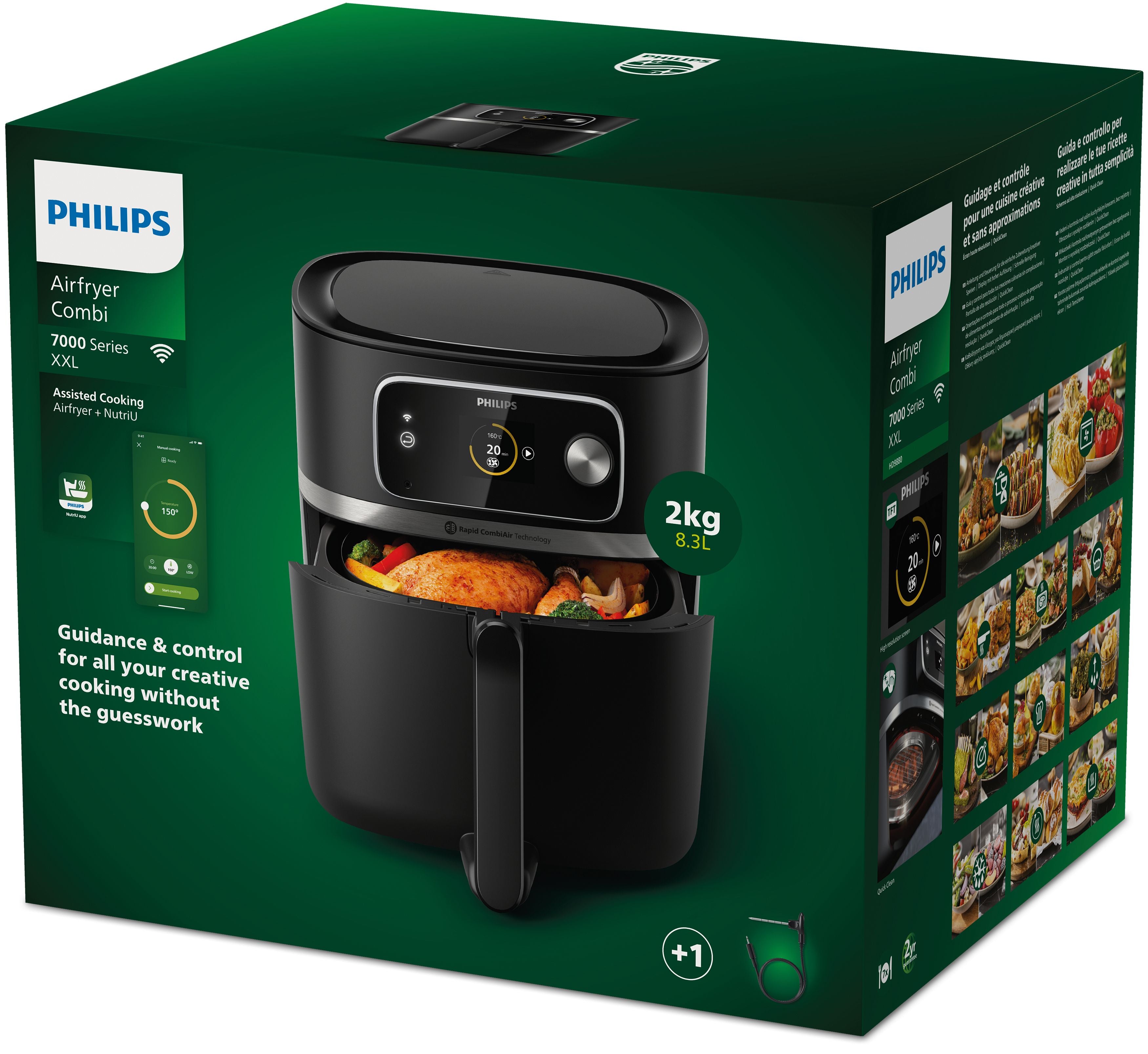 90 8720389015373|8720389015397|8720389015380|6973869392804 Fritöser 7000 series Airfryer Combi HD9880/90 7000 XXL Connected