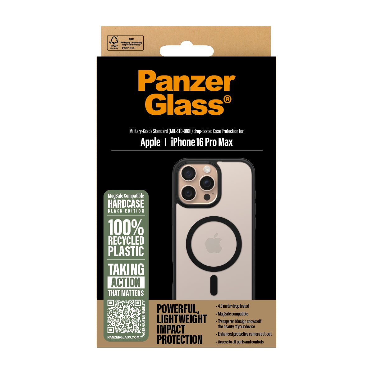 e ElectricalStuff.se PanzerGlass PG HardC Blk MagS iPhone 16 6.9Inch Pro mobiltelefonfodral Omslag Transparent PanzerGlass