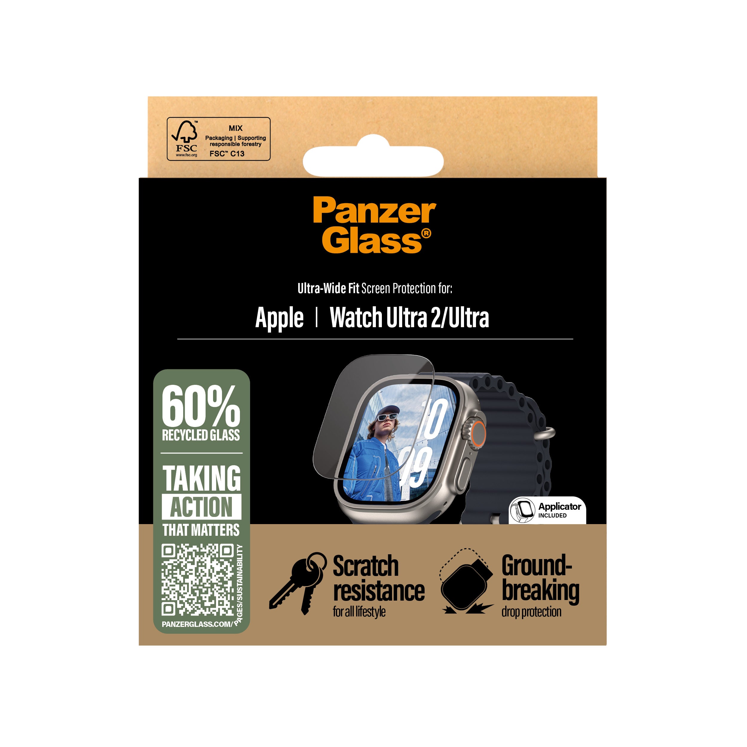 Glass 3712 smarta bärbart tillbehör Skärmskydd Transparent Polyetentereftalat (PET) PanzerGlass 3712 5715685003615 Smarta Bä
