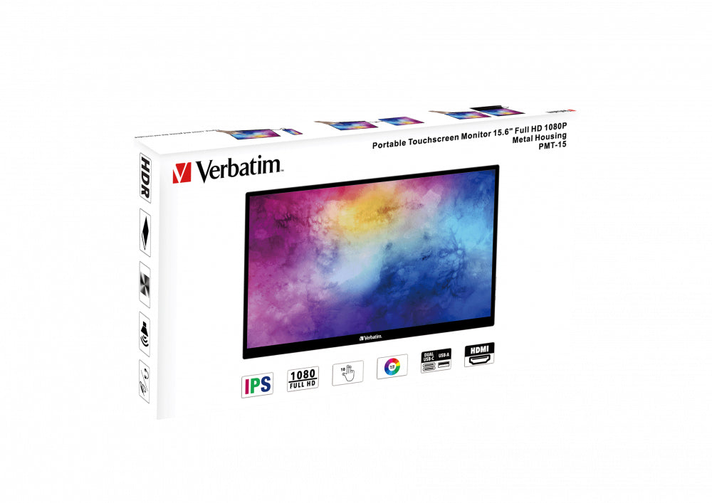 6 cm (15.6") 1920 x 1080 pixlar Full HD LCD Pekskärm Svart Verbatim 49592 0023942495925|023942495925 Platta Pc-Skärmar 495