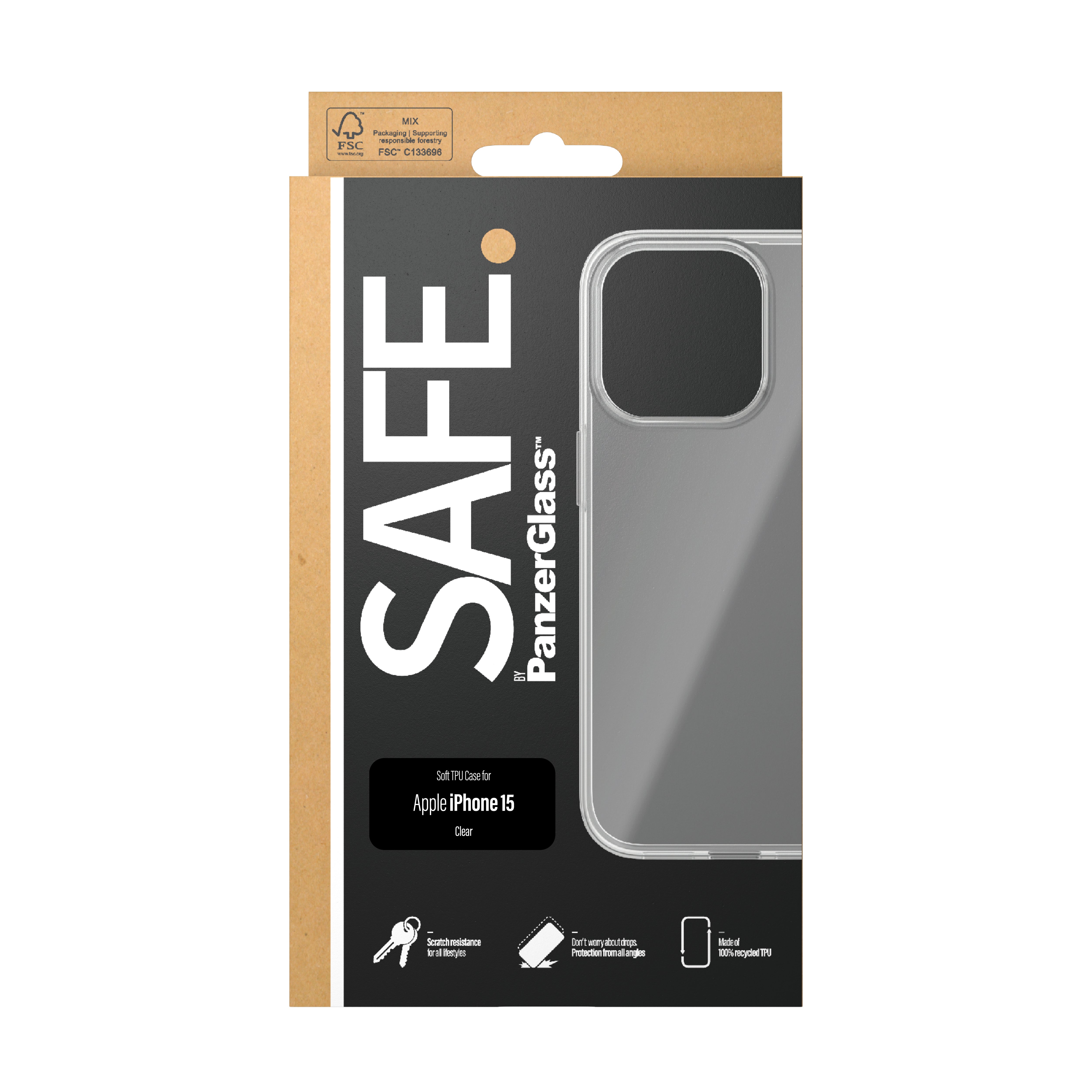 tuff.se PanzerGlass SAFE. TPU Case iPhone 2023 6.1 mobiltelefonfodral Omslag Transparent PanzerGlass SAFE95538 57117249553
