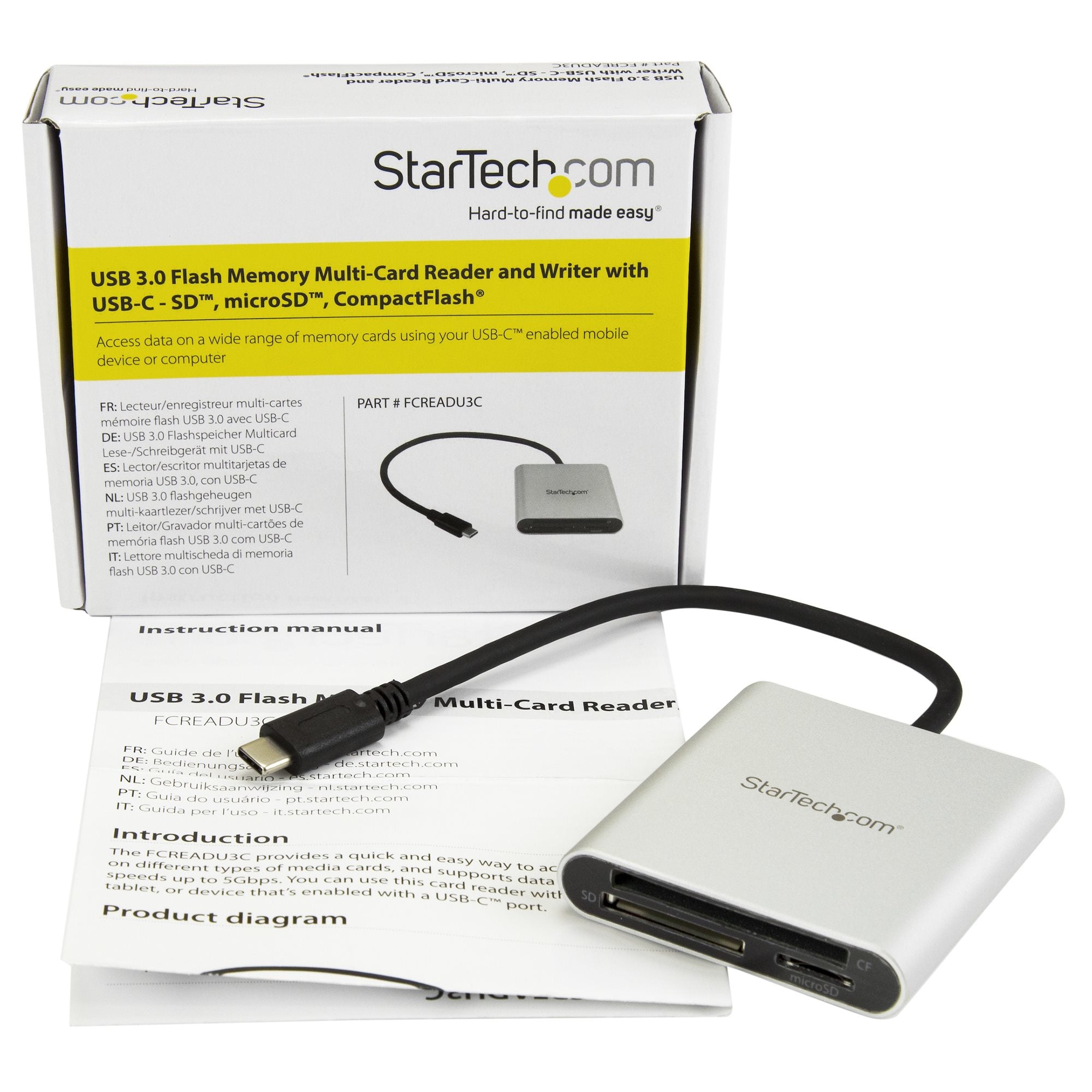 USB-C - SD, microSD, CompactFlash StarTech.com FCREADU3C 0065030866934|065030866934 Kortläsare USB 3.0 multi-flashminnesko
