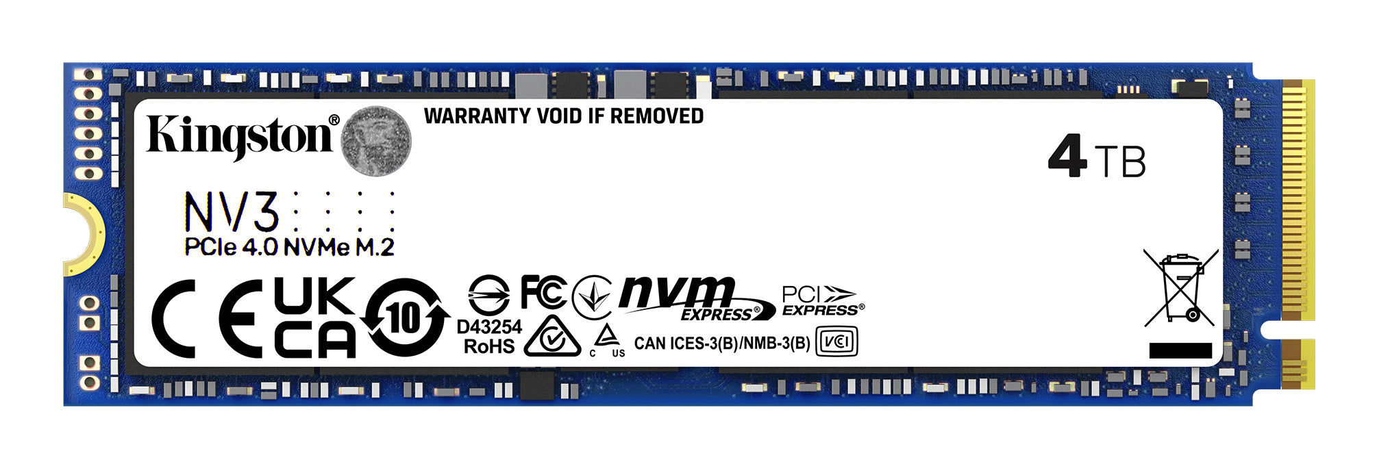 NV3 4 TB M.2 PCI Express 4.0 NVMe 3D NAND Kingston Technology SNV3S/4000G 0740617346602|740617346602 SSD-Hårddisk NV3 www