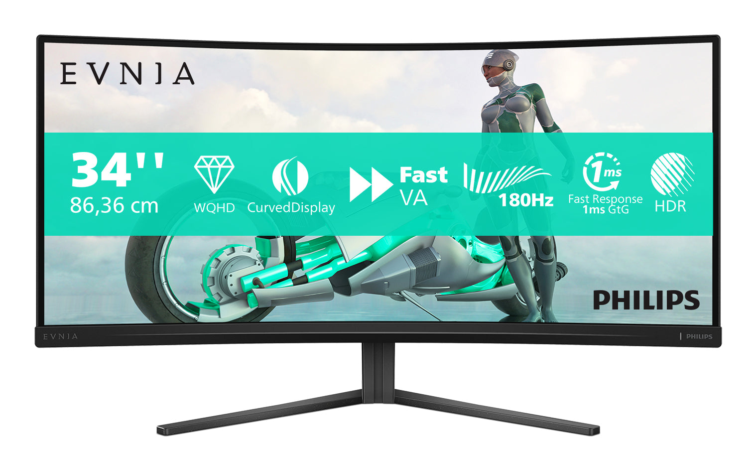 c-skärmar 86,4 cm (34") 3440 x 1440 pixlar Wide Quad HD LCD Svart Philips 34M2C3500L/00 8721038001945 Platta Pc-Skärmar Evni