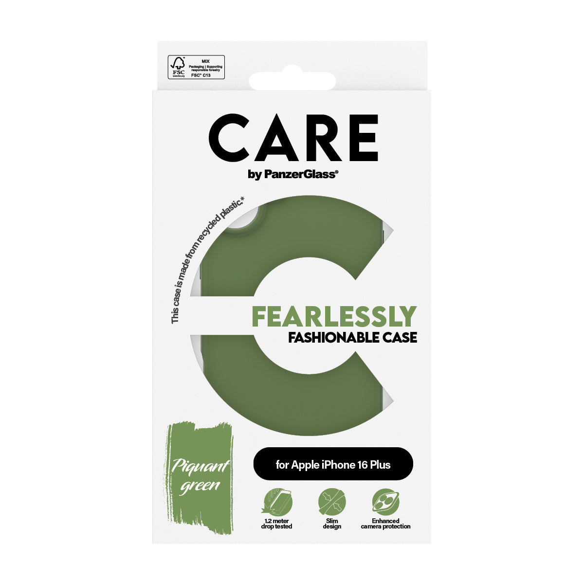 PanzerGlass CARE by PG Green iPhone16 6.7 mobiltelefonfodral Omslag Transparent PanzerGlass 1407 5715685004698 Mobiltelef