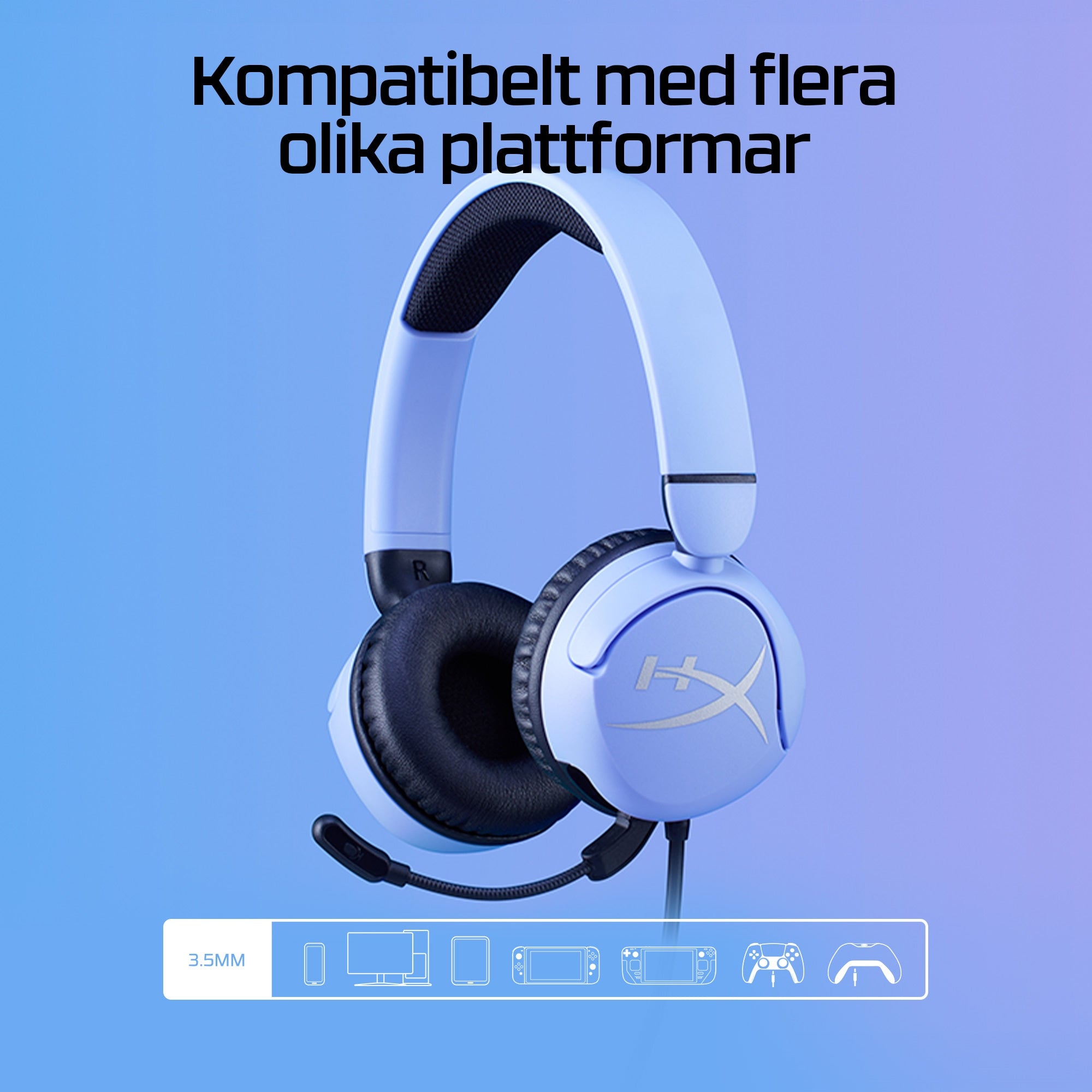 8031 Hörlurar och Headsets HyperX HyperX Cloud Mini - Gaming Headset (lavender) www.electricalstuff.se ElectricalStuff.se
