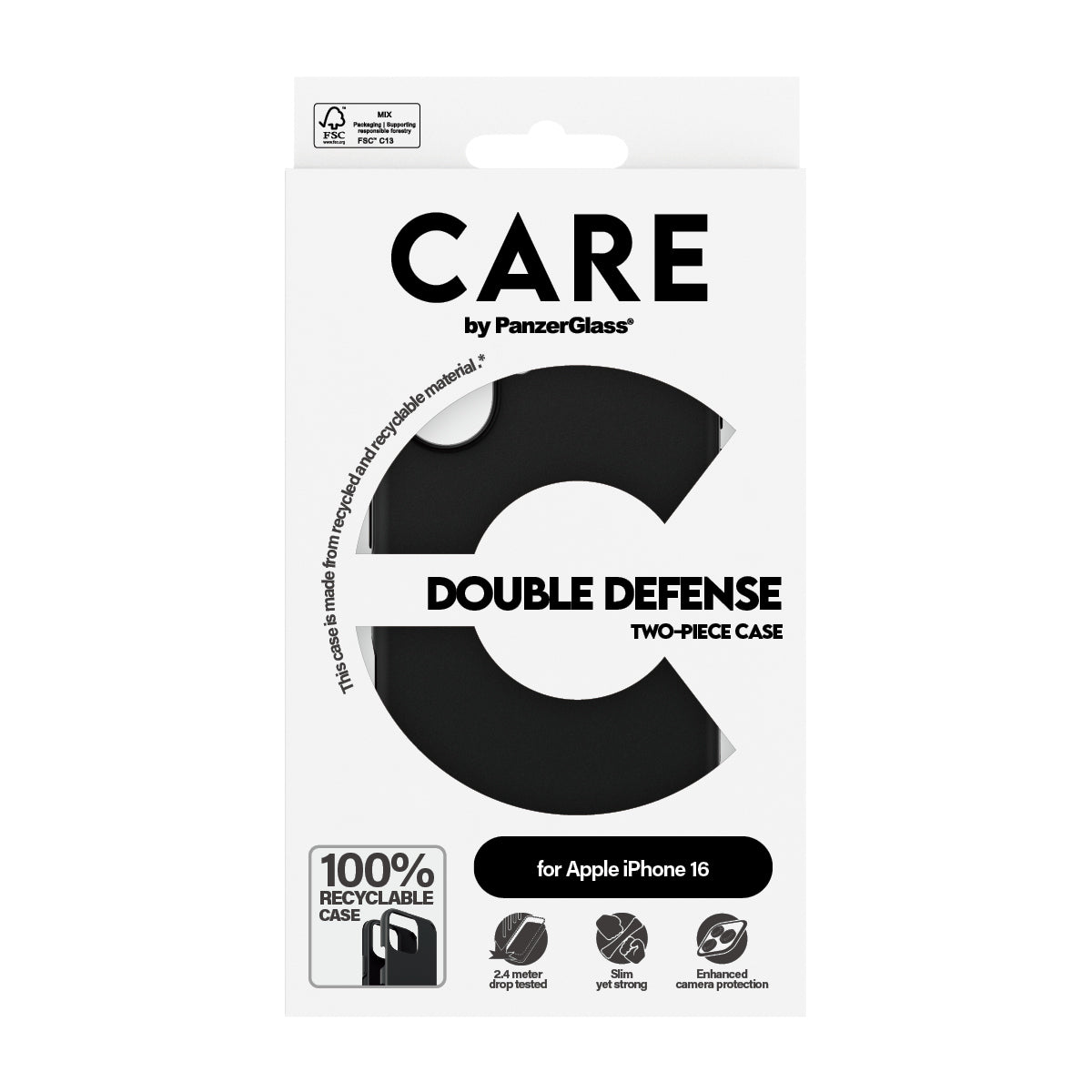 ElectricalStuff.se PanzerGlass CARE by PG Double Def BLK iPhone16 6.1 mobiltelefonfodral Omslag Transparent PanzerGlass 13