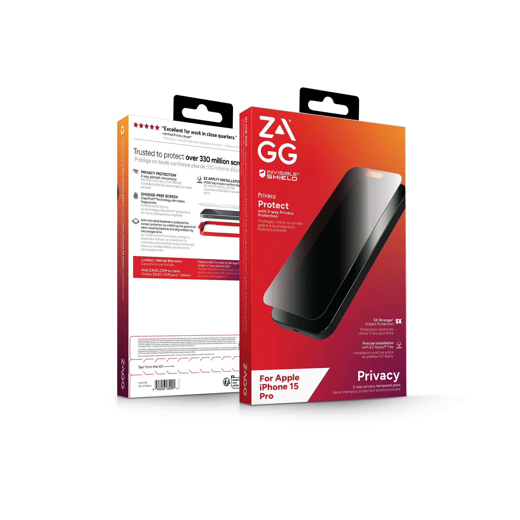 AM E Apple iPhone 15 Pro Screen EN/FR www.electricalstuff.se ElectricalStuff.se ZAGG InvisibleShield Glass Elite Privacy