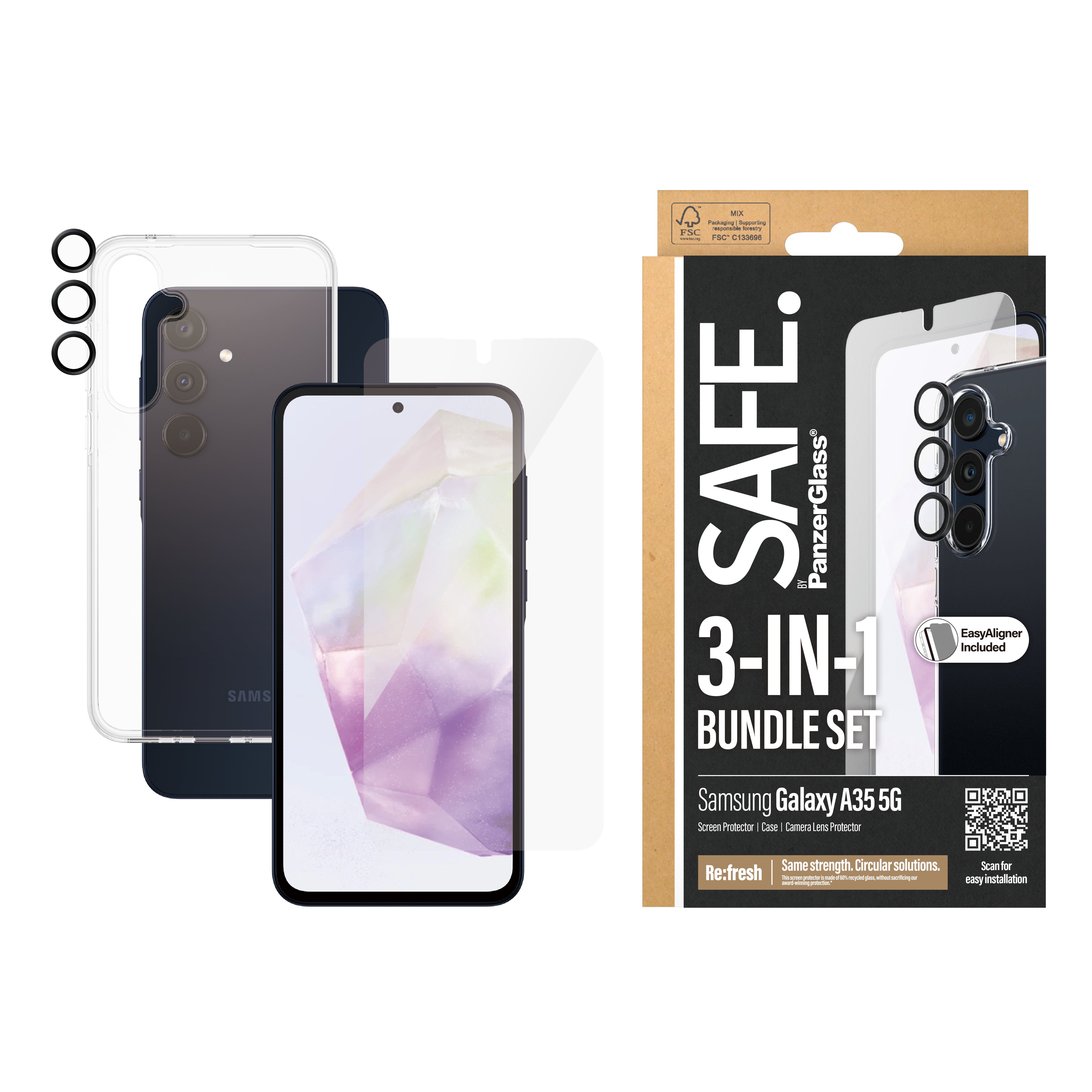 PanzerGlass BSAFE95690 5711724256905 Skärm- och Baksidesskydd till Mobiltelefoner SAFE. by 3-in-1 Samsung New A34 5G www.