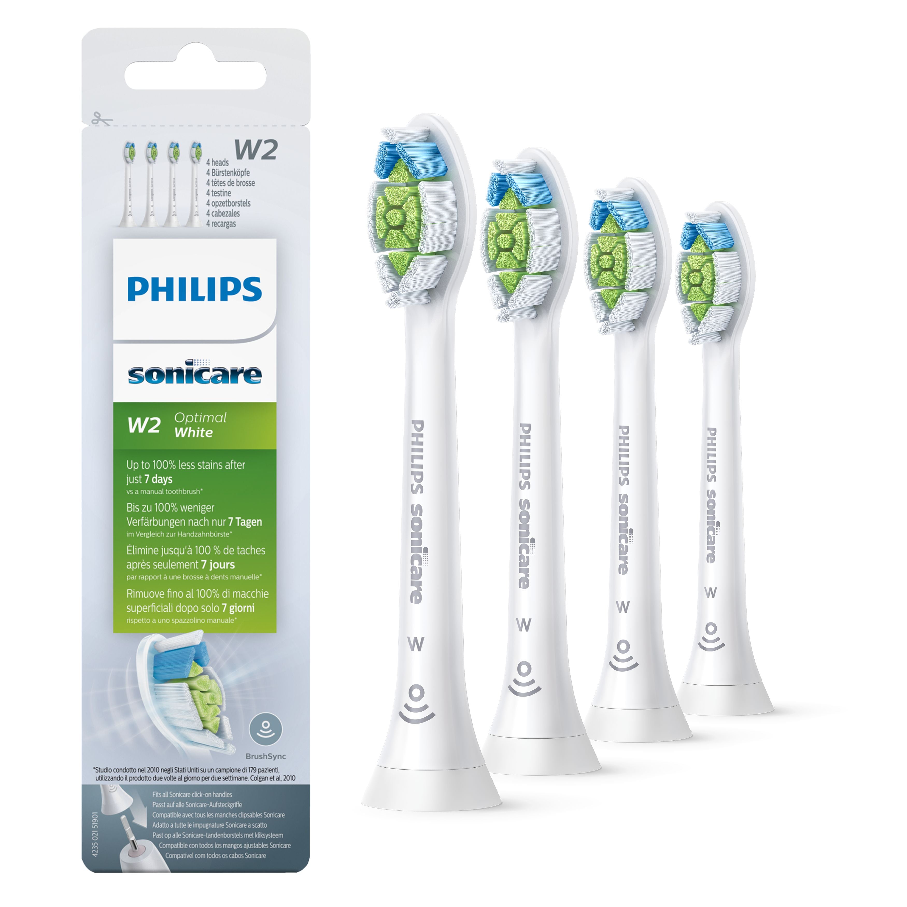  www.electricalstuff.se ElectricalStuff.se   Philips W2 Optimal White HX6064/10 4x Soniska tandborsthuvuden - Vit Philips HX6