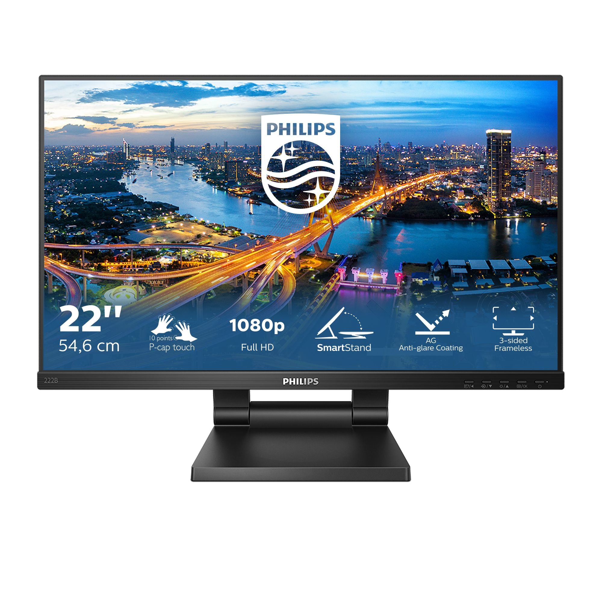  Full HD LED Pekskärm Svart Philips 222B1TC/00 8712581776770 Platta Pc-Skärmar B Line  222B1TC/00 www.electricalstuff.se Elec