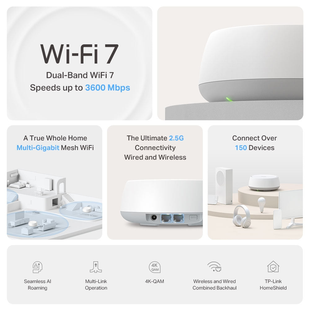  ElectricalStuff.se   TP-Link DECO BE25(2-PACK) mesh Wi-Fi-system Dual-band (2,4 GHz / 5 GHz) Wi-Fi 7 (802.11be) Vit Intern T