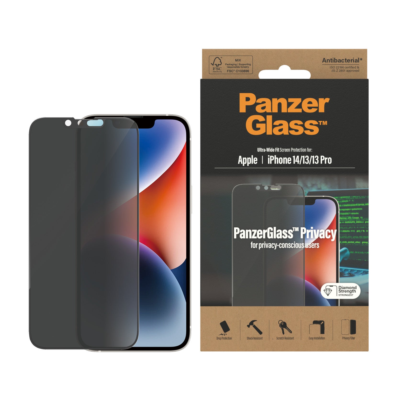  ff.se ElectricalStuff.se   PanzerGlass Ultra-Wide Fit Privacy Appl Genomskinligt skärmskydd Apple 1 styck PanzerGlass P2771 