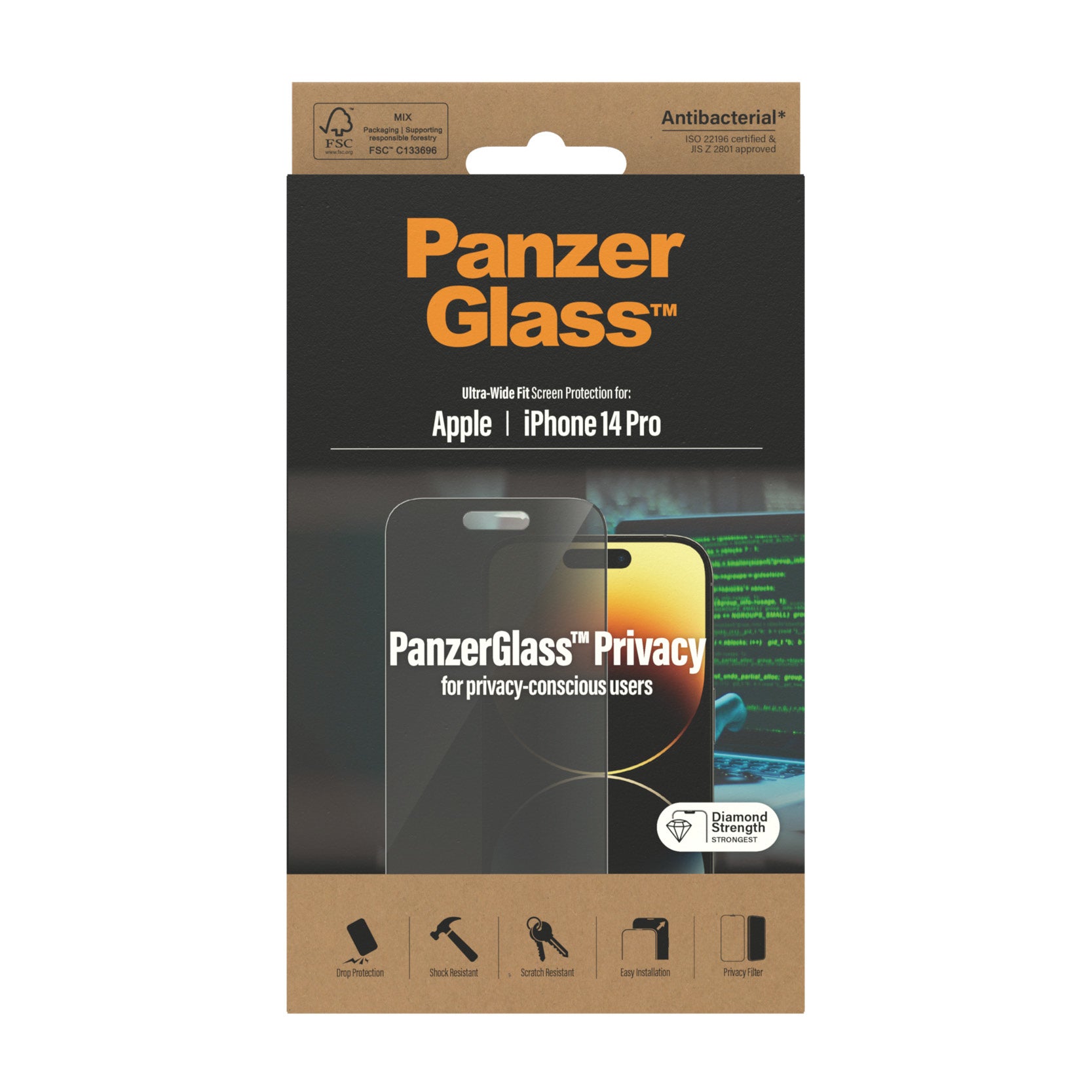  ff.se ElectricalStuff.se   PanzerGlass Ultra-Wide Fit Privacy Appl Genomskinligt skärmskydd Apple 1 styck PanzerGlass P2772 
