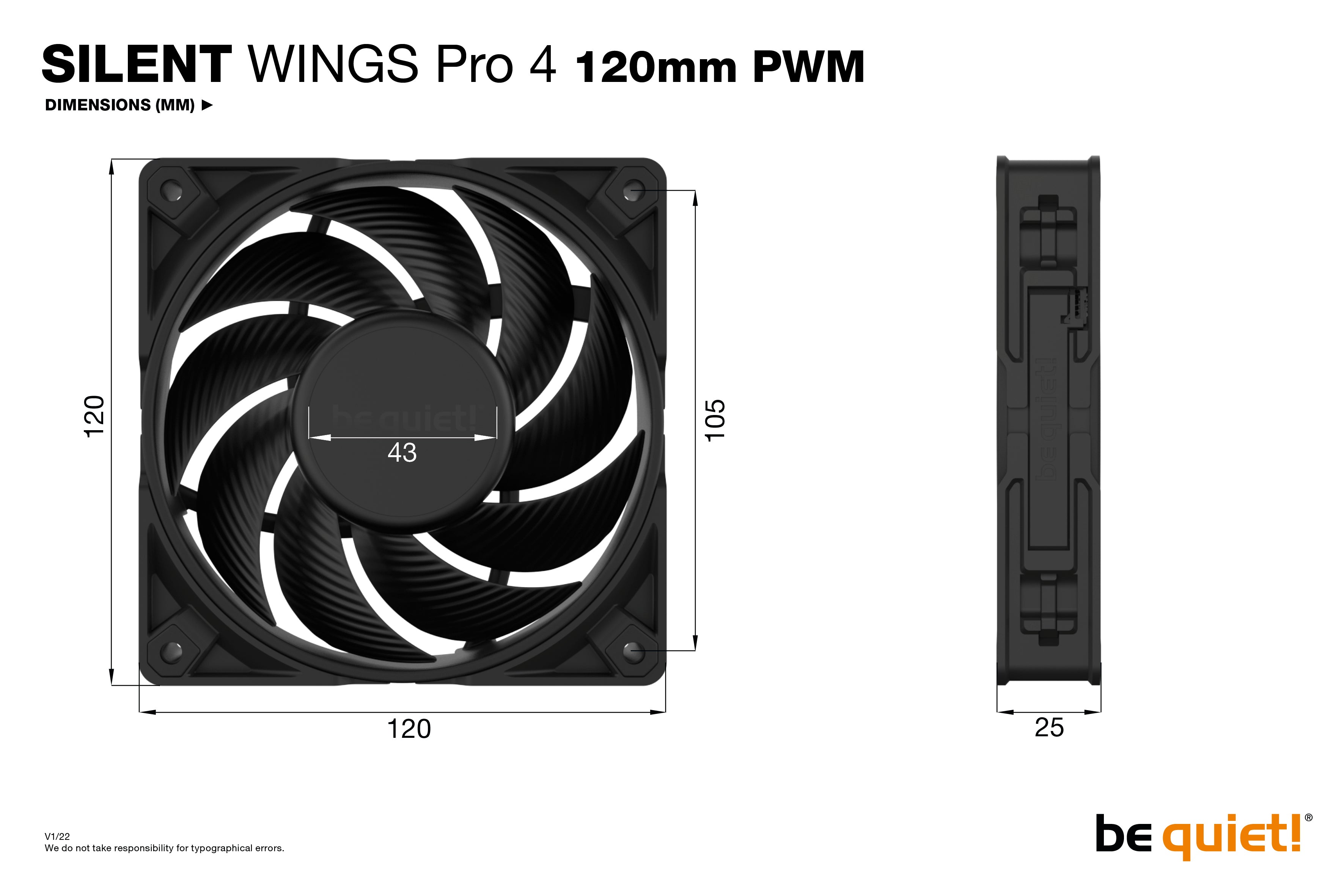  electricalstuff.se ElectricalStuff.se   be quiet! SILENT WINGS PRO 4 | 120mm PWM Datorväska Fan 12 cm Svart 1 styck be quiet