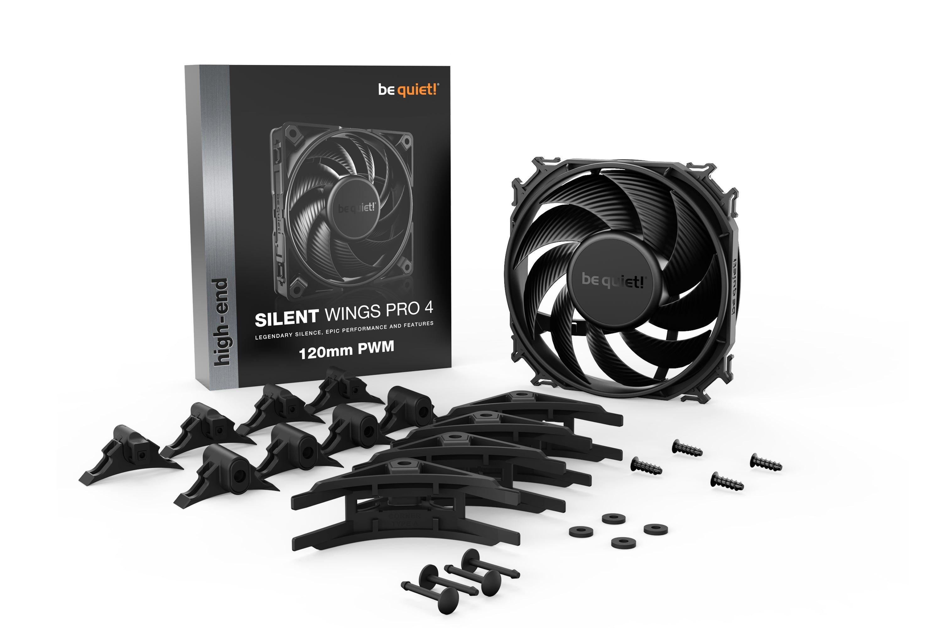  Datorväska Fan 12 cm Svart 1 styck be quiet! BL098 4260052188903 Kylsystem för Datorer   SILENT WINGS PRO 4 | 120mm PWM www.