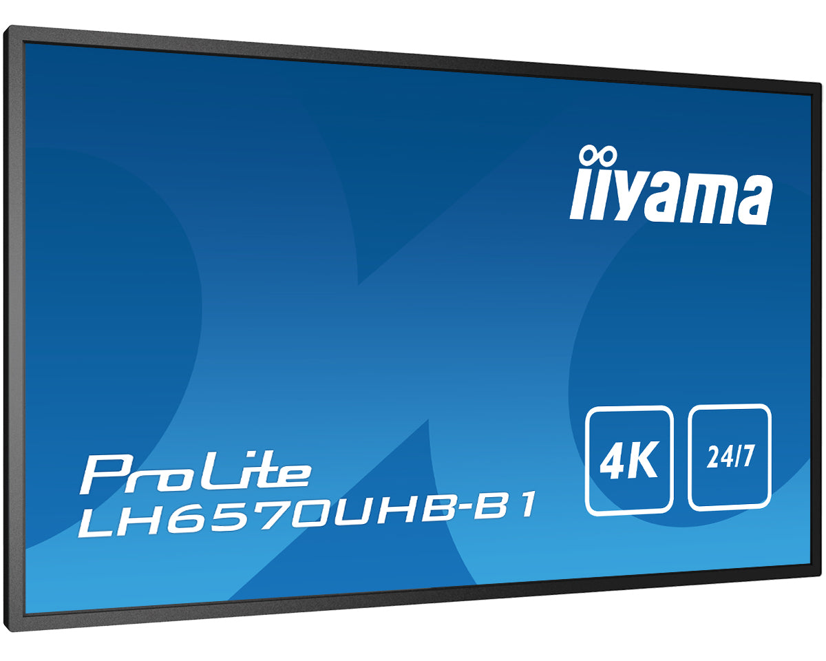  cm (64.5") VA 700 cd/m² 4K Ultra HD Svart Inbyggd processor Android 9.0 24/7 iiyama LH6570UHB-B1 4948570120512 Skyltställ   