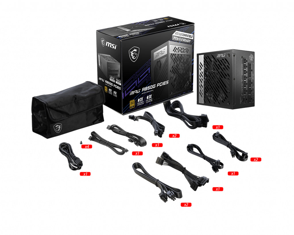   Svart MSI MPG A850G PCIE5 4719072972189 Strömförsörjningsenheter   MPG A850G PCIE5 www.electricalstuff.se ElectricalStuff.s