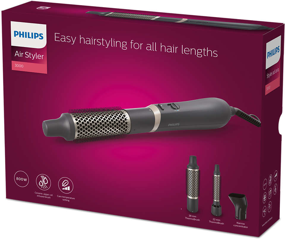  1/00 www.electricalstuff.se ElectricalStuff.se   Philips 3000 series BHA301/00 hårstylare Hårstylingset Varm Svart 800 W 1,8