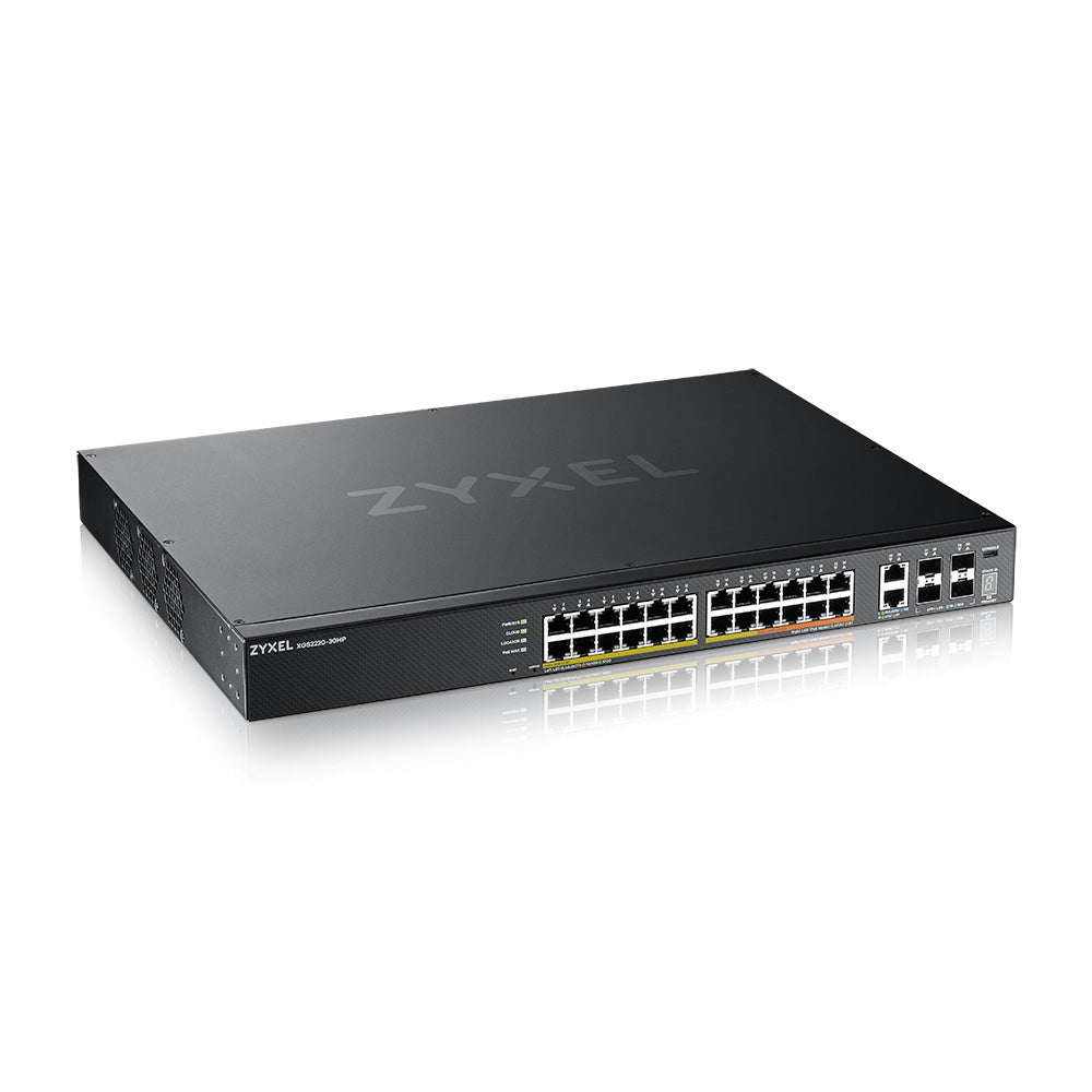  d Svart Zyxel XGS2220-30HP-EU0101F 4718937625055 Nätverksswitchar   XGS2220-30HP www.electricalstuff.se ElectricalStuff.se  