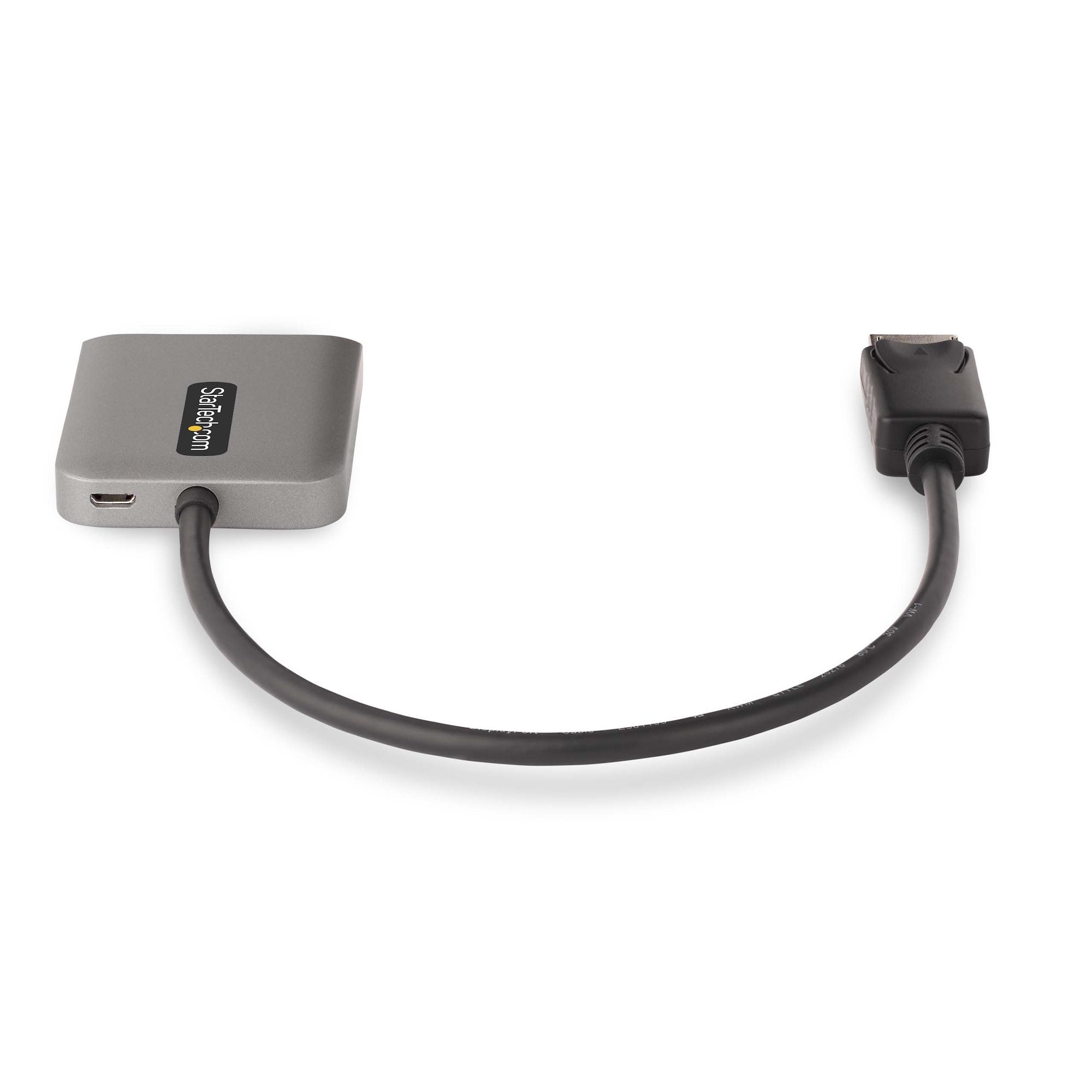 yPort till 2x DP-adapter för flera bildskärmar, dubbel 5K 60 Hz MST-hubb för dator, extra lång inbyggd kabel - endast för Wi