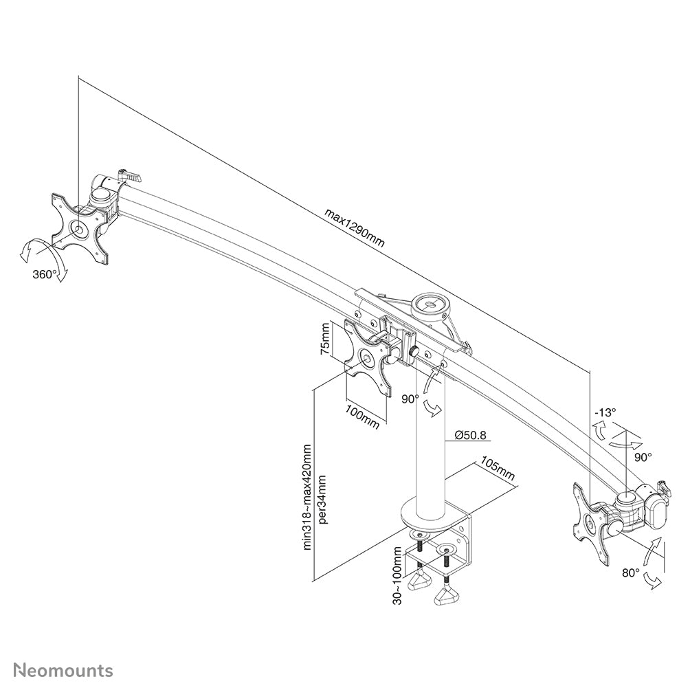   Neomounts FPMA-D700D3 fäste och ställ till bildskärm 68,6 cm (27") Bord Svart Neomounts FPMA-D700D3 8717371443641 Fästen oc