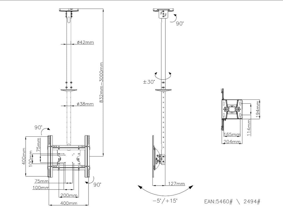  Multibrackets 5460 7350022735460 Fästen för Skyltningsskärmar   5460 www.electricalstuff.se ElectricalStuff.se   Multibracke