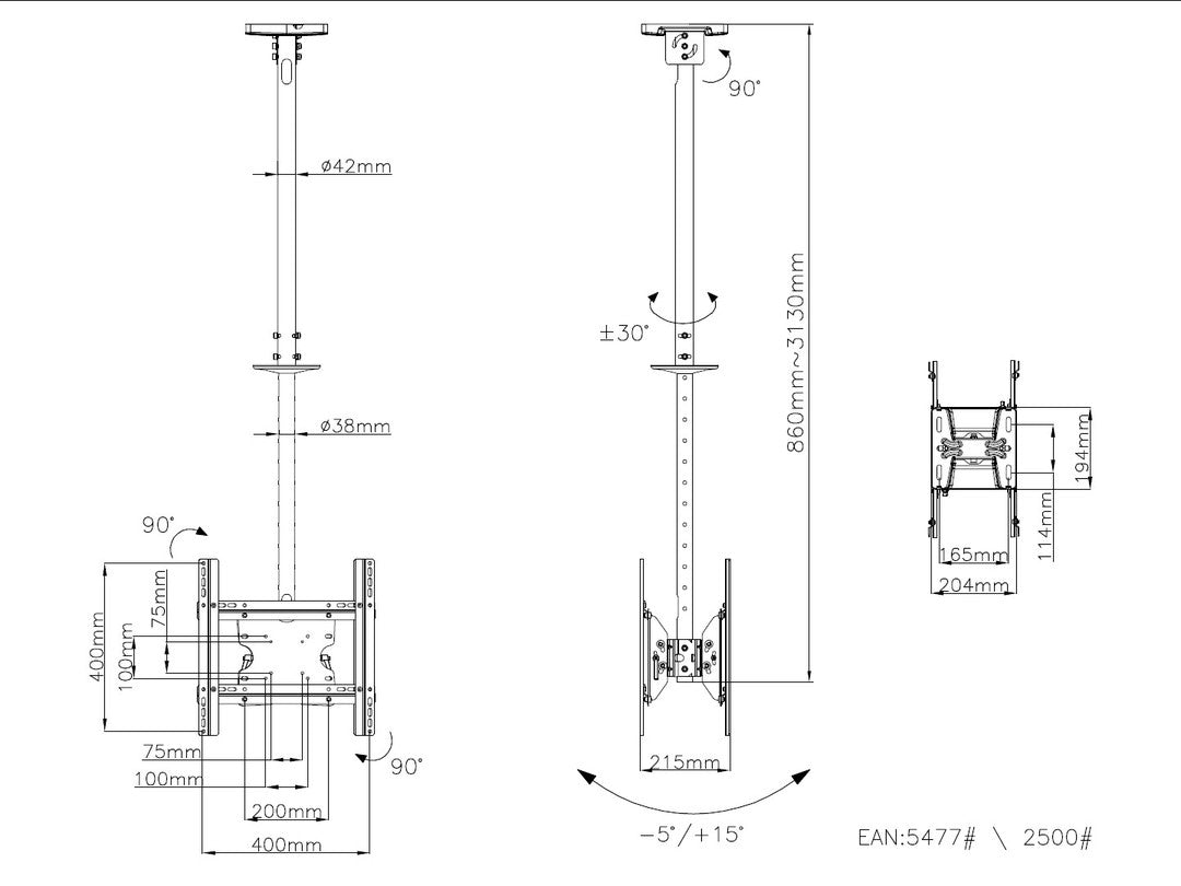  lstuff.se ElectricalStuff.se   Multibrackets 5477 fäste för skyltningsskärm 139,7 cm (55") Svart Multibrackets 5477 73500227
