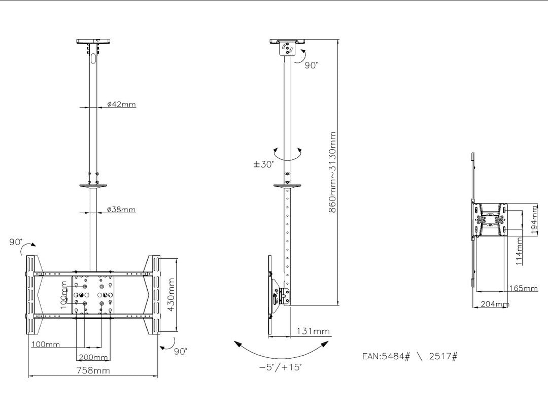  vart Multibrackets 5484 4250058572257|7350022735484 Fästen för Skyltningsskärmar   5484 www.electricalstuff.se ElectricalStu