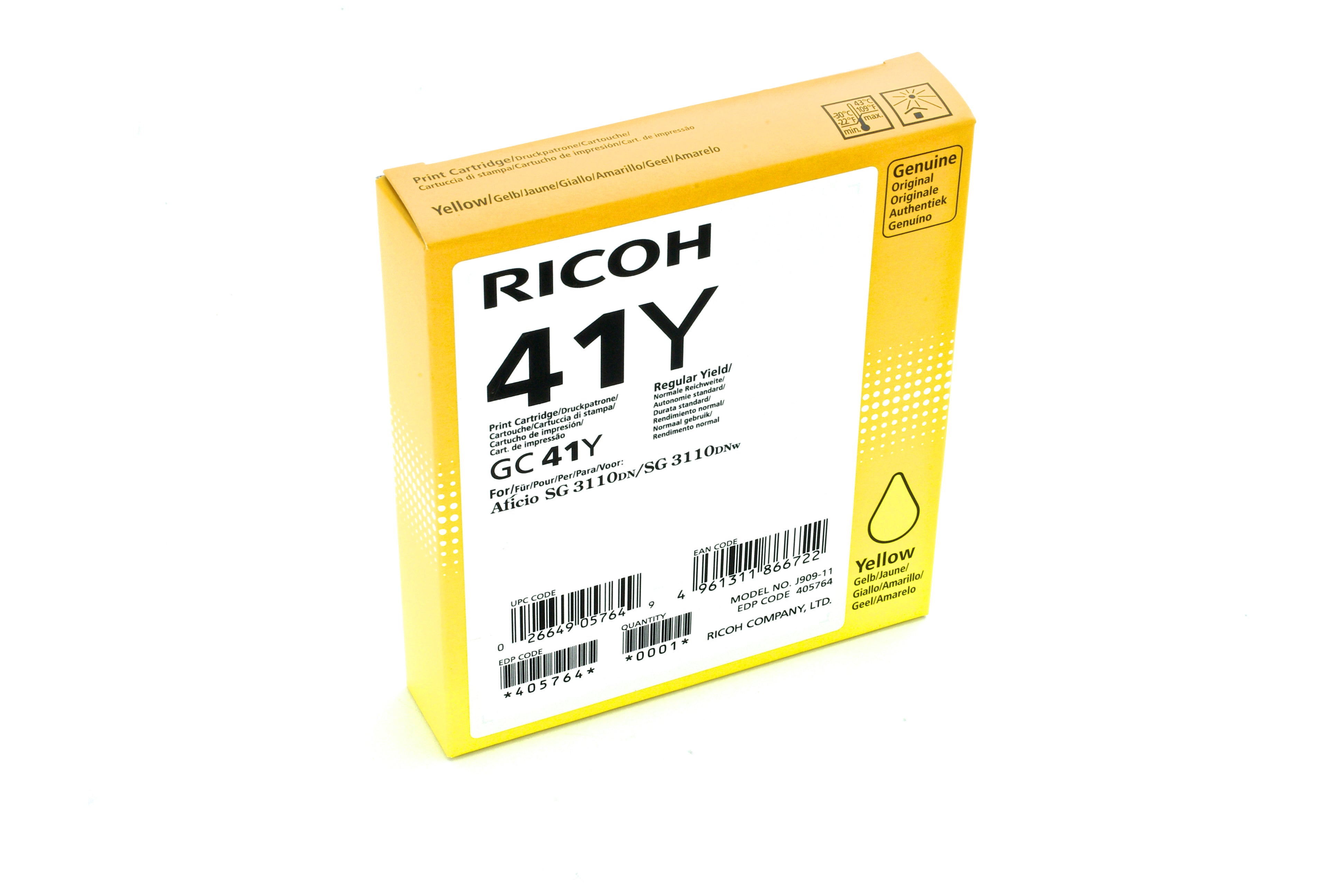  www.electricalstuff.se ElectricalStuff.se   Ricoh 405764 bläckpatroner 1 styck Original Standardavkastning Gul Ricoh 405764 