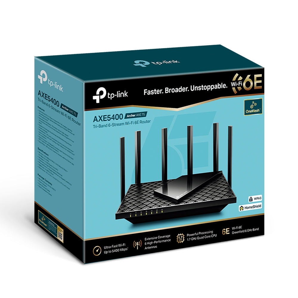  z) Svart TP-Link ARCHER AXE75 4897098687482|4897098687222|0840030707483|840030707483 Trådlösa Routrar Archer  Archer AXE75 w