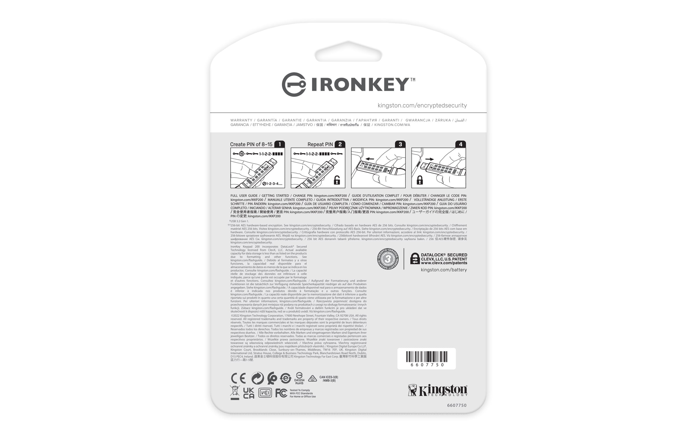  logy IronKey Keypad 200 USB-sticka 32 GB USB Type-A 3.2 Gen 1 (3.1 Gen 1) Blå Kingston Technology IKKP200/32GB 0740617330083