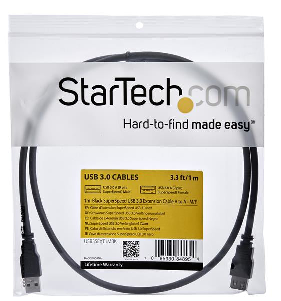  XT1MBK USB-kablar USB 3.2 Gen 1 (3.1 Gen 1) 1 m USB A Svart StarTech.com USB3SEXT1MBK 0065030848954|065030848954|40588291819