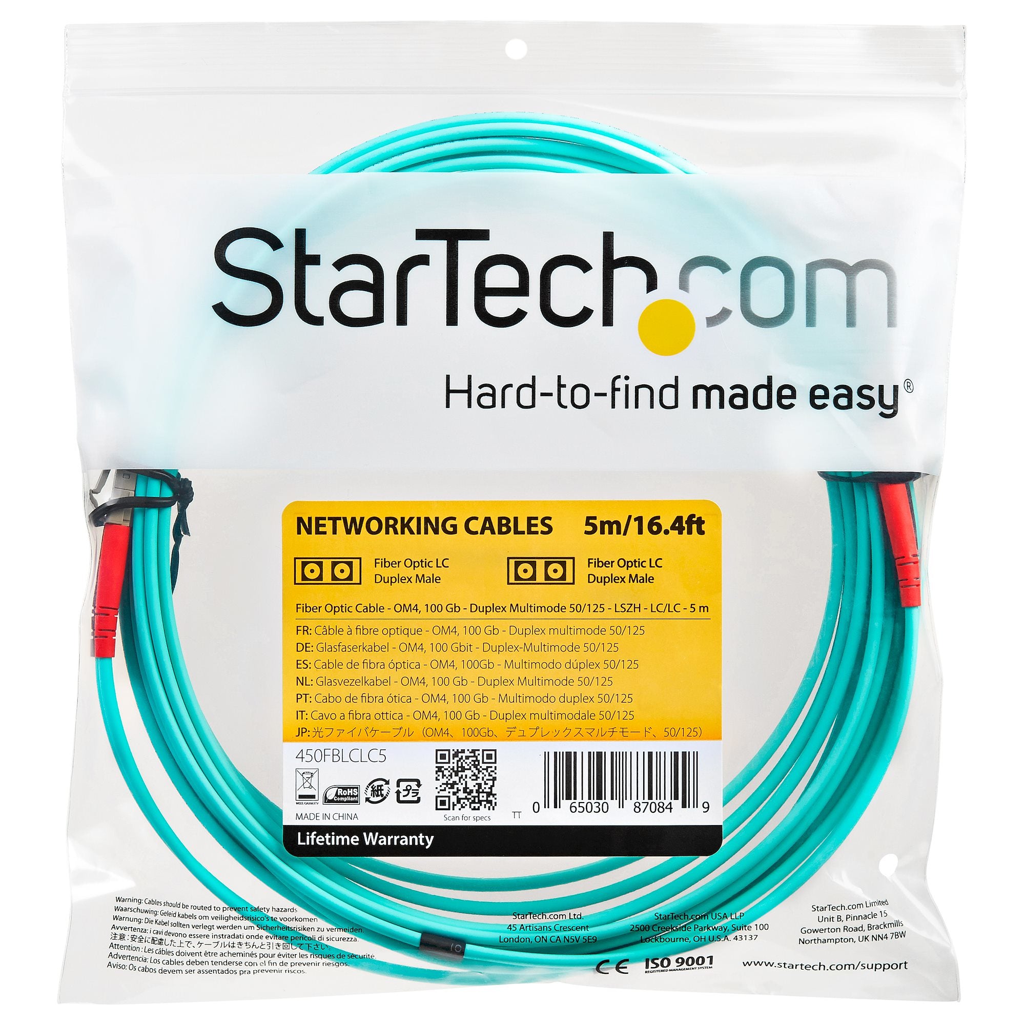  065030870849 InfiniBand och Fiberoptiska Kablar   Aqua OM4 Duplex fiberoptisk kabel i multiläge - 100 Gb - 50/125 - LSZH - L
