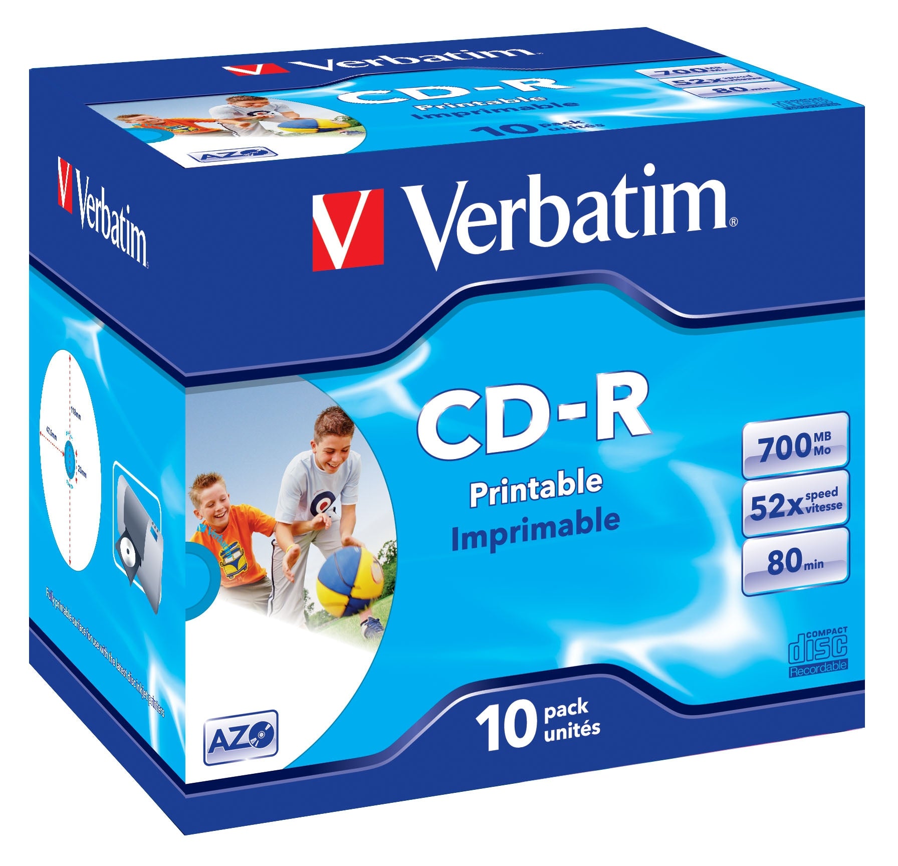  www.electricalstuff.se ElectricalStuff.se   Verbatim CD-R AZO Wide Inkjet Printable 700 MB 52X 10 styck Verbatim 43325 00239