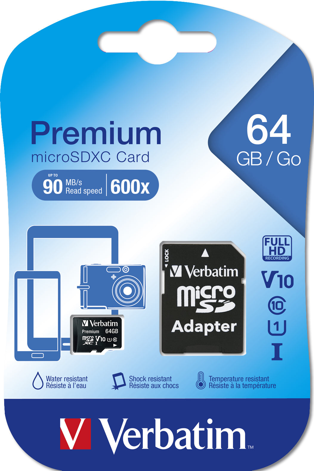    Verbatim Premium 64 GB MicroSDXC Klass 10 Verbatim 44084 0239424408400|239424408400|4062015060529|0023942440840|0239424408