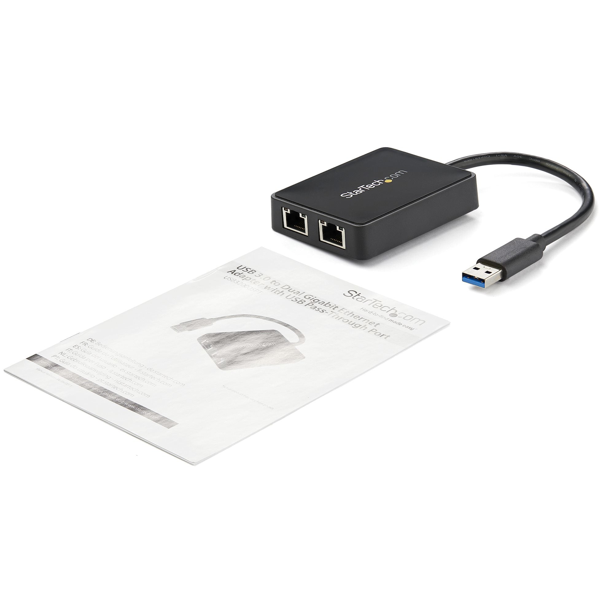  B 3.0 till Dubbel Port Gigabit Ethernet-nätverksadapter med USB-port StarTech.com USB32000SPT 0065030851428|065030851428|505