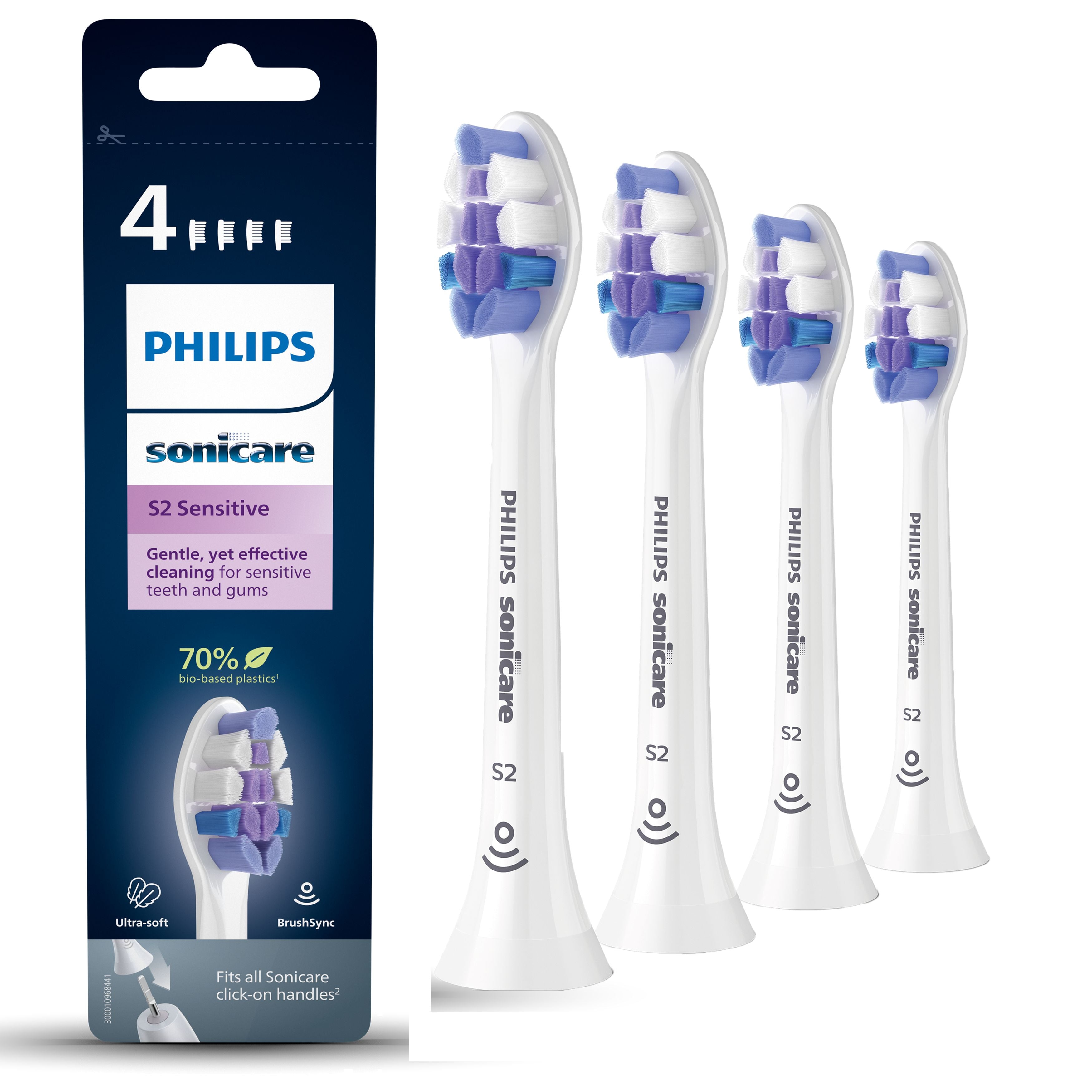  www.electricalstuff.se ElectricalStuff.se   Philips S2 Sensitive HX6054/10 4x Soniska tandborsthuvuden - Vit Philips HX6054/