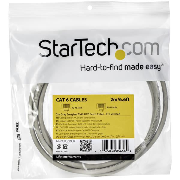  5030856584|065030856584 Nätverkskablar   Cat6-patchkabel med hakfria RJ45-kontakter – 2 m, grå www.electricalstuff.se Electr